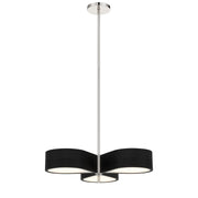 Side Step 3-Light 24" LED Chandelier, Coal & Polished Nickel Highlights - Bees Lighting