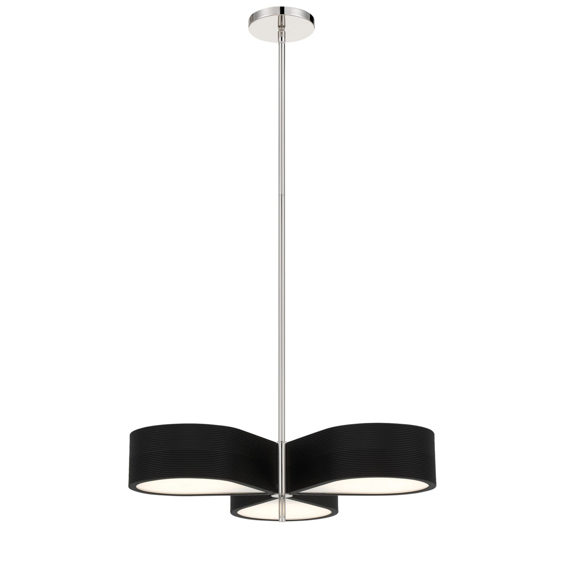 Side Step 3-Light 24" LED Chandelier, Coal & Polished Nickel Highlights - Bees Lighting