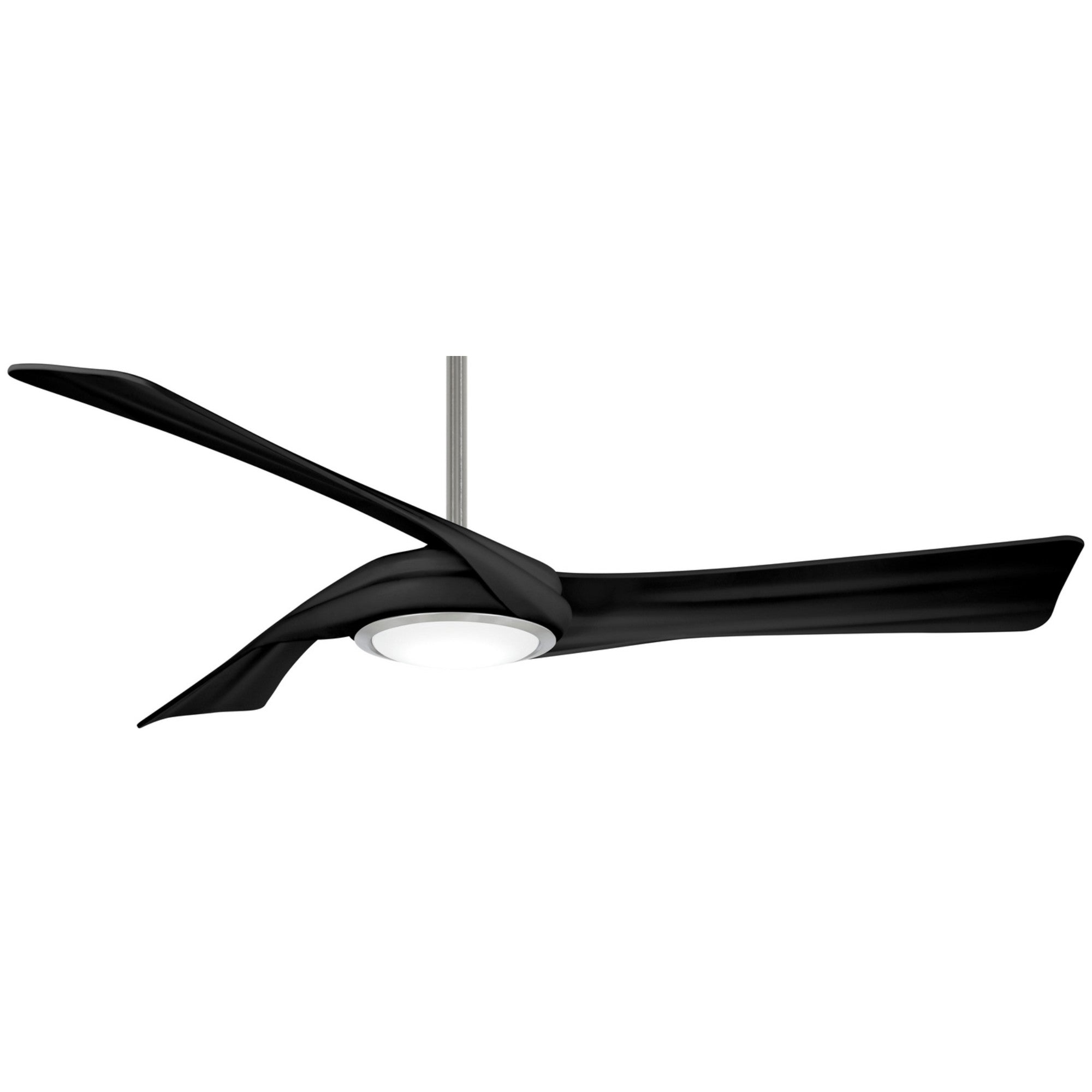 Curl LED 60" Smart Ceiling Fan with Remote, Brushed Nickel with Black Coal Blades - Bees Lighting