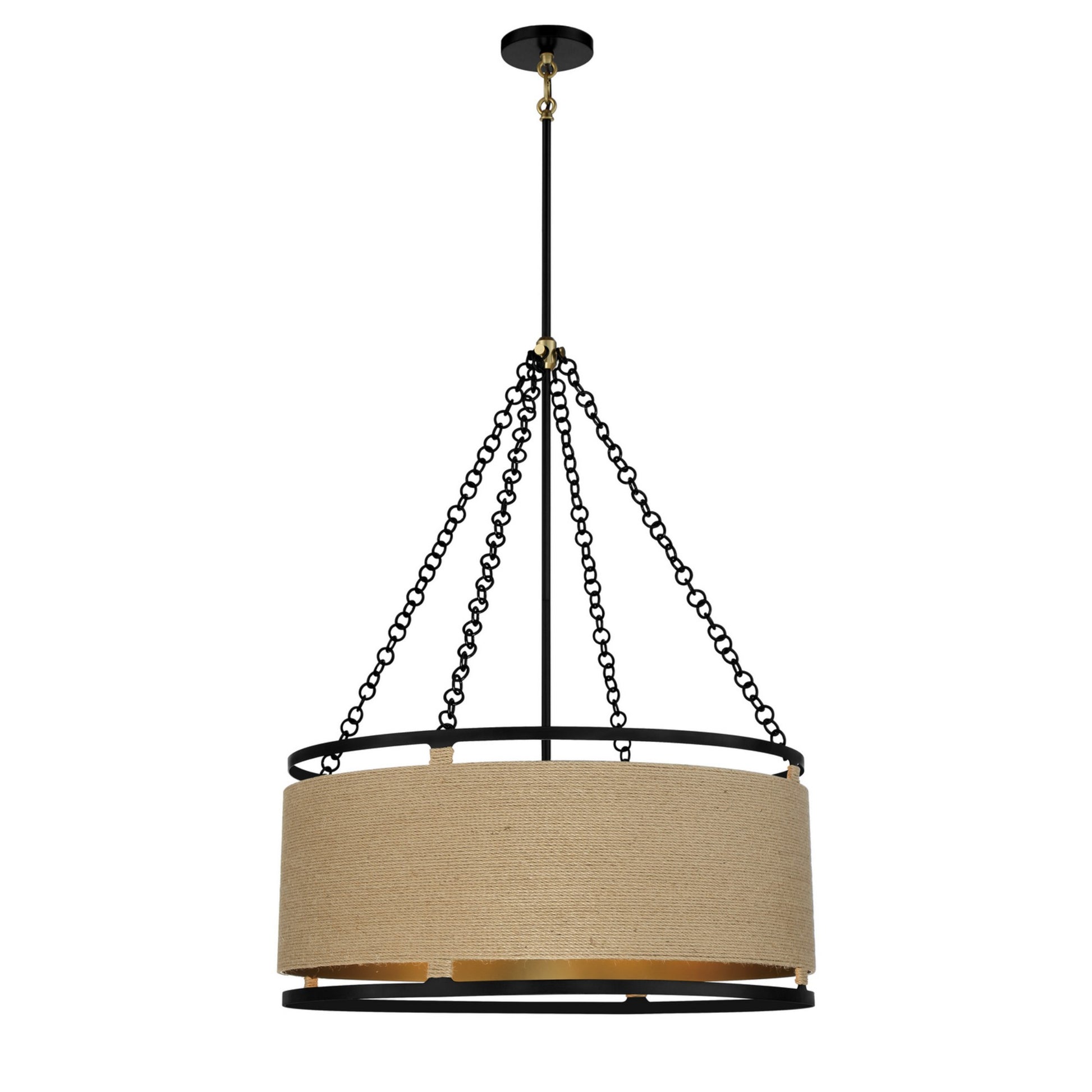 Windward Passage 27" 6-Light Pendant, Coal & Soft Brass Finish - Bees Lighting