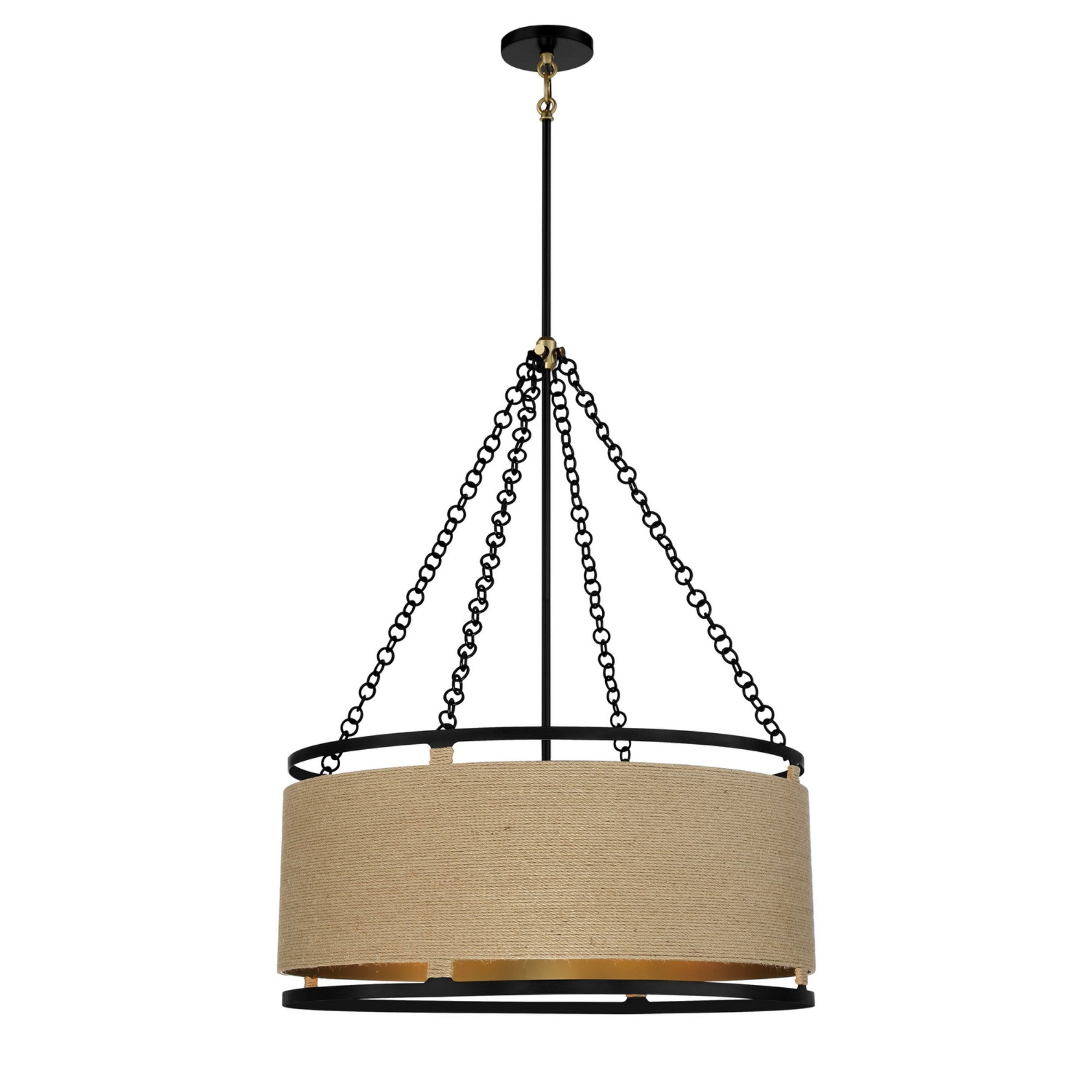 Windward Passage 27" 6-Light Pendant, Coal & Soft Brass Finish - Bees Lighting
