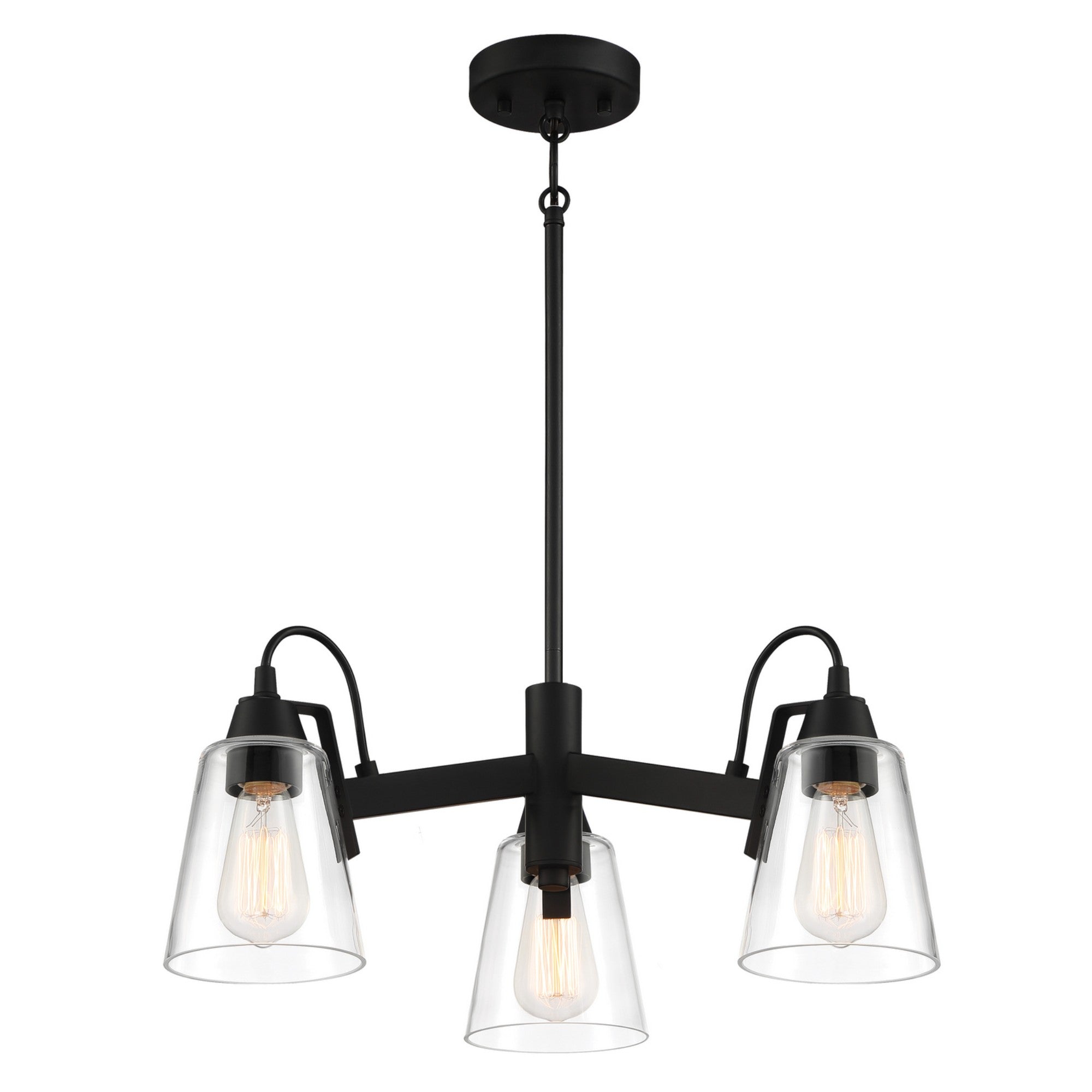 Beckonridge 22 in. 3 Lights Chandelier Black finish