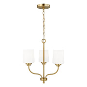 Windom 18" 3-Light LED Chandelier, Satin Brass Finish - Bees Lighting