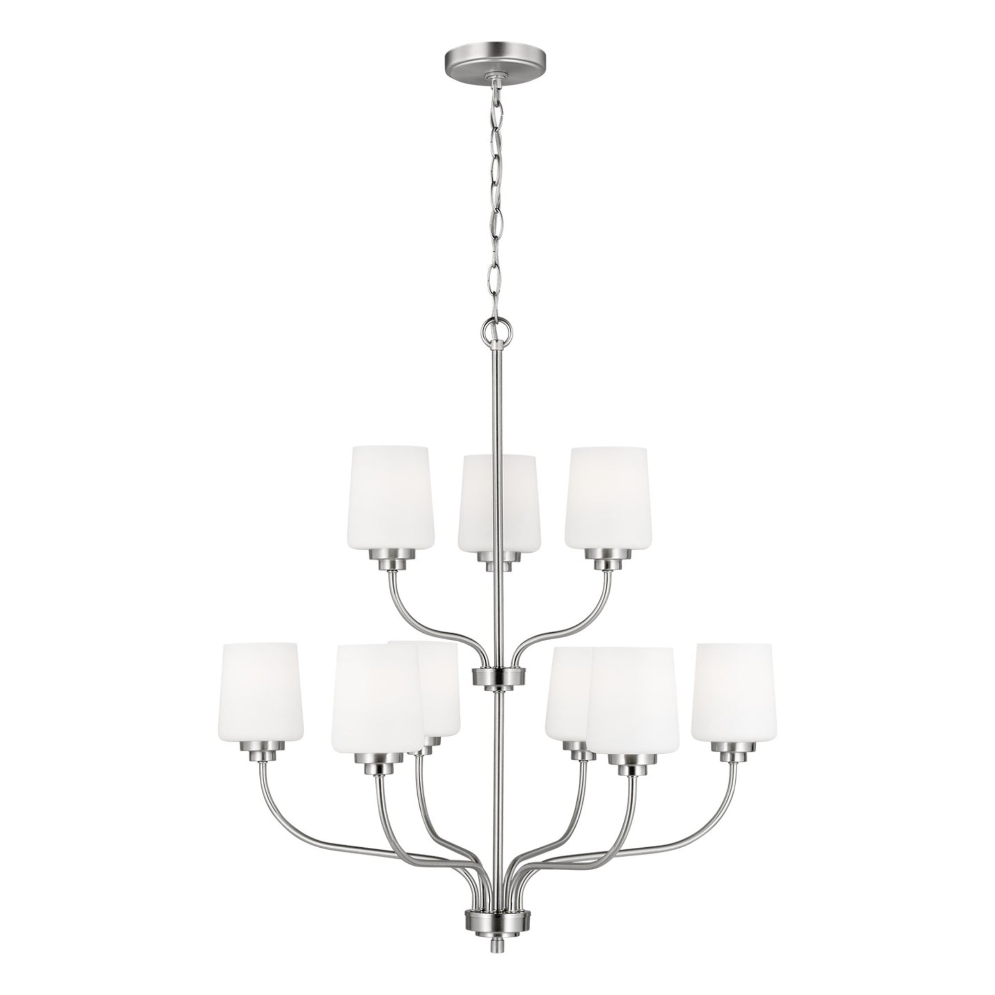 Windom 28" 9-Light Chandelier, Brushed Nickel Finish - Bees Lighting