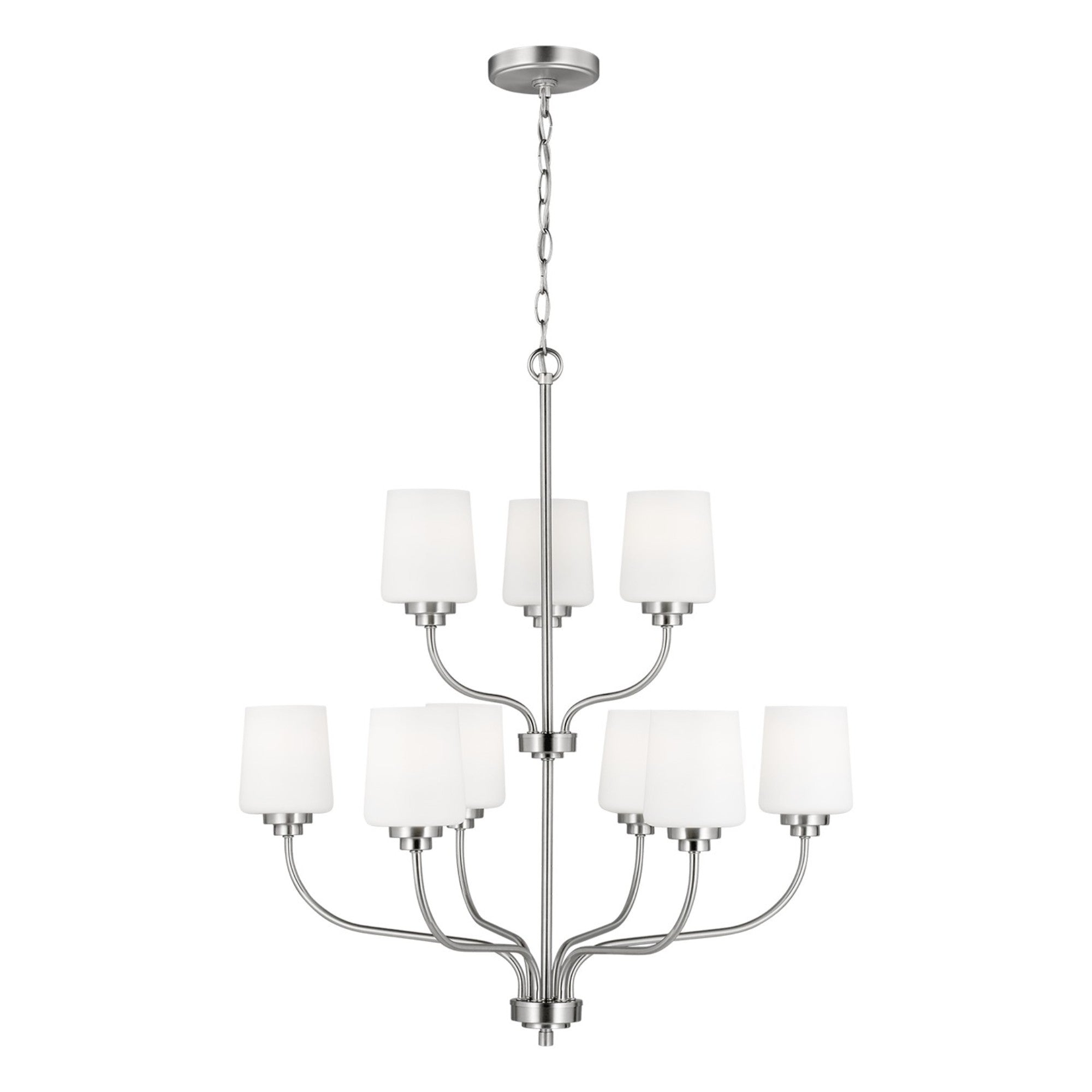 Windom 28" 9-Light Chandelier, Brushed Nickel Finish - Bees Lighting