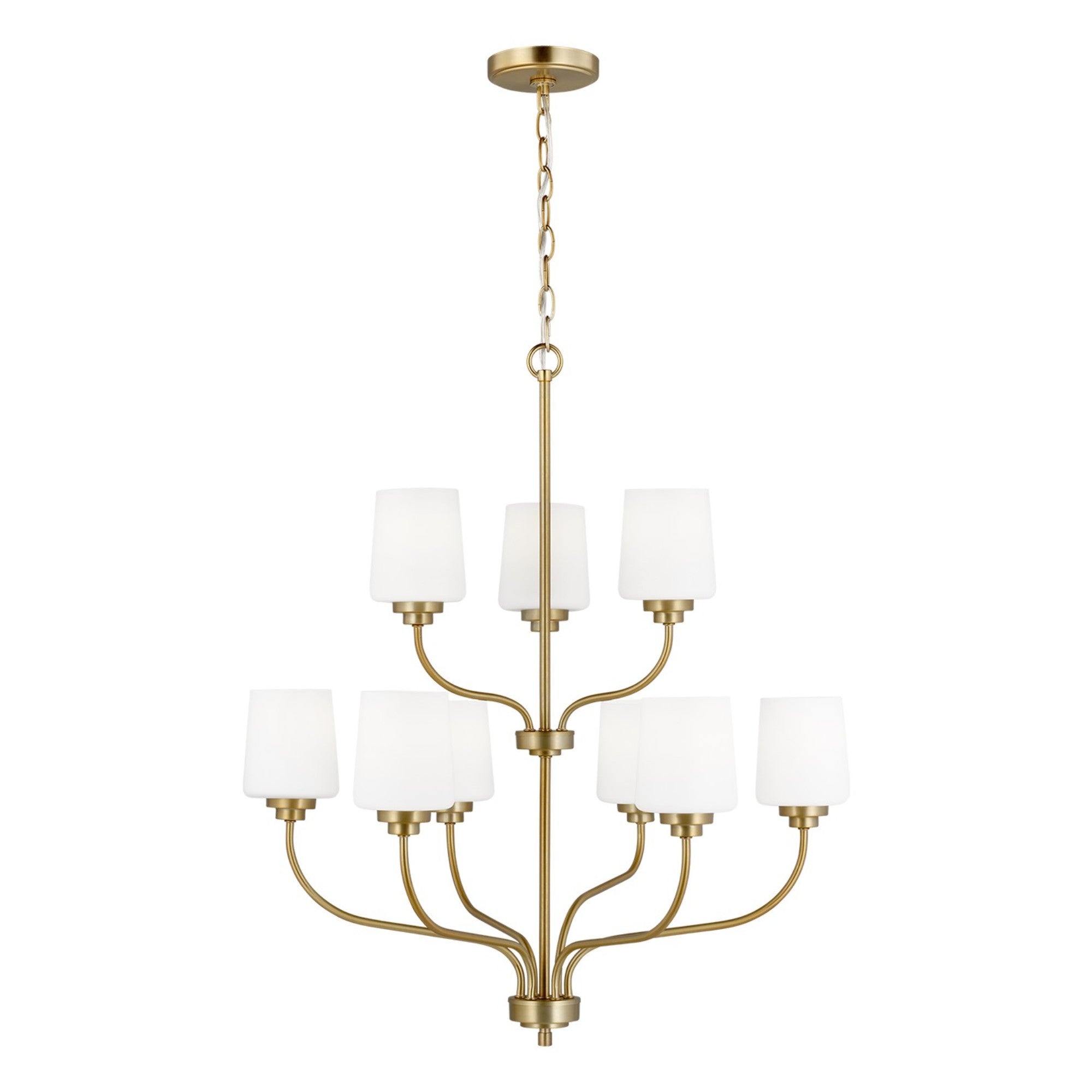 Windom 28" 9-Light LED Chandelier, Satin Brass Finish - Bees Lighting