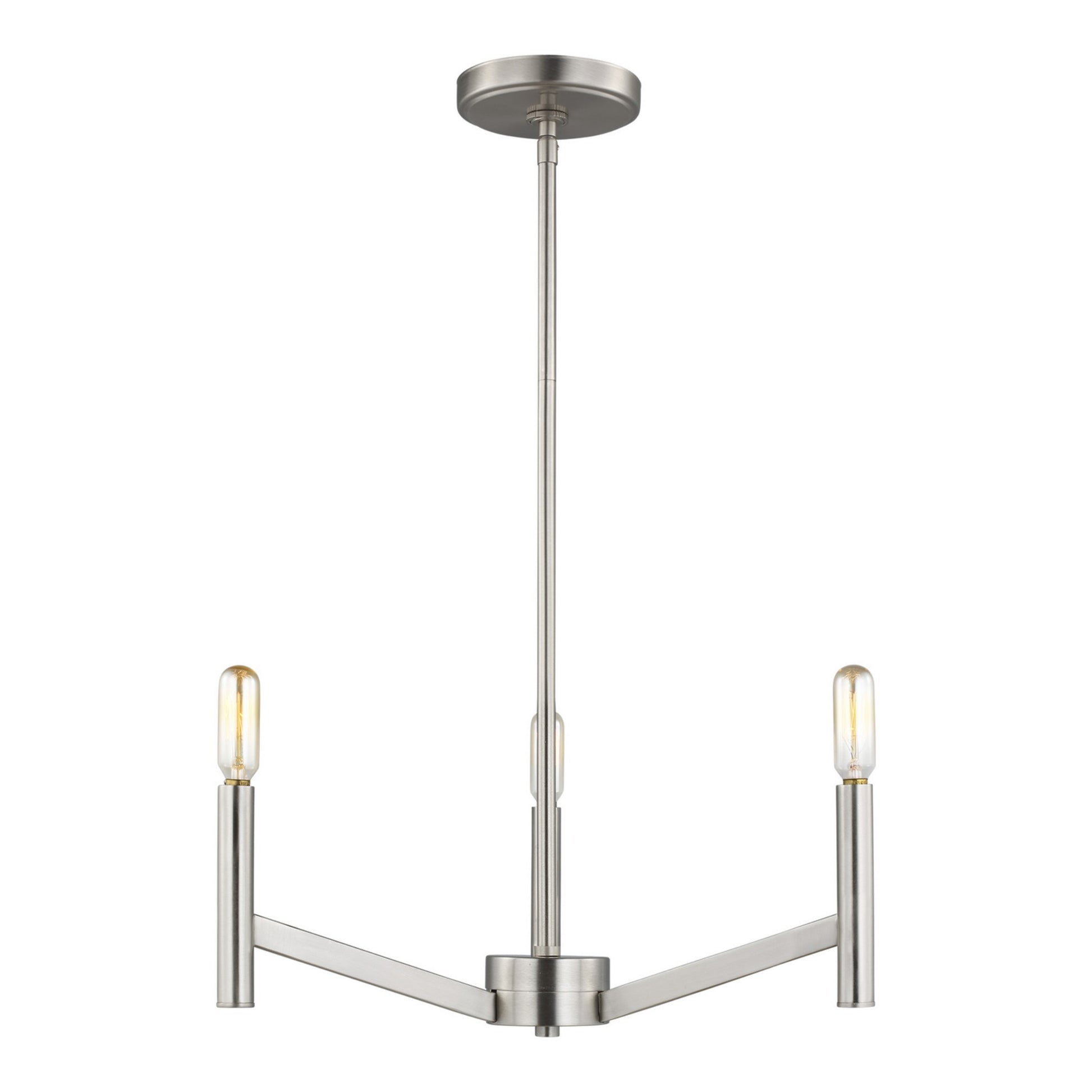 Vector 18" 3-Light Chandelier, Brushed Nickel Finish - Bees Lighting