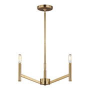 Vector 18" 3-Light LED Chandelier, Satin Brass Finish - Bees Lighting