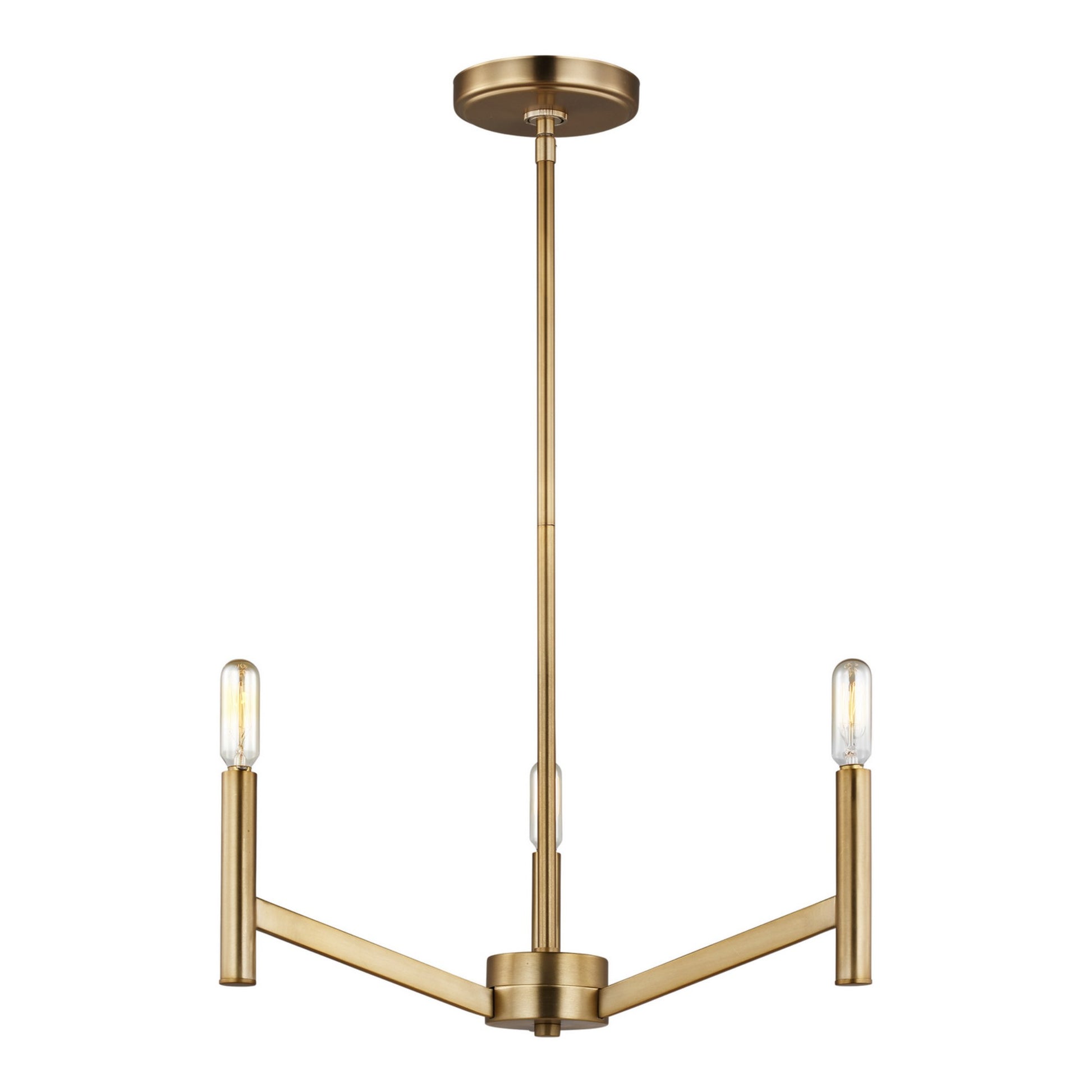 Vector 18" 3-Light LED Chandelier, Satin Brass Finish - Bees Lighting