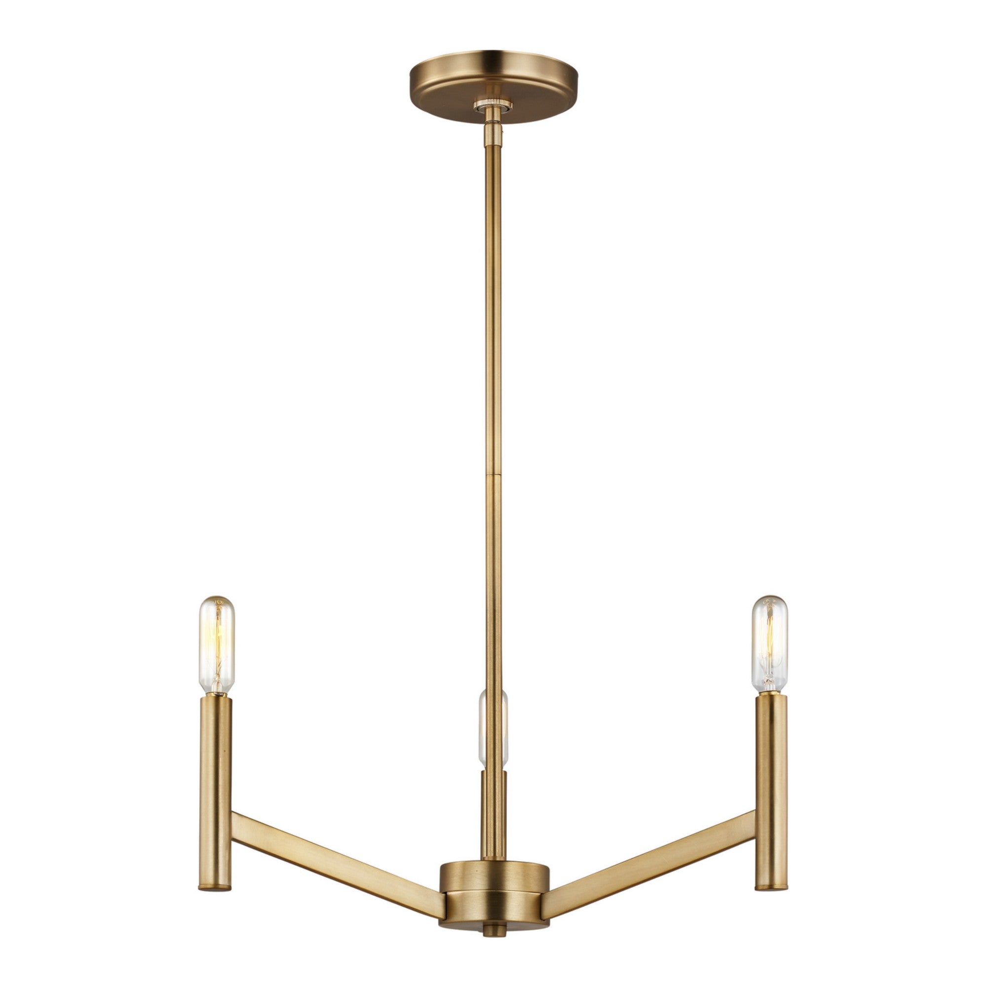 Vector 18" 3-Light LED Chandelier, Satin Brass Finish - Bees Lighting