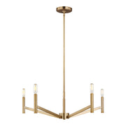 Vector 28" 5-Light LED Chandelier, Satin Brass Finish - Bees Lighting