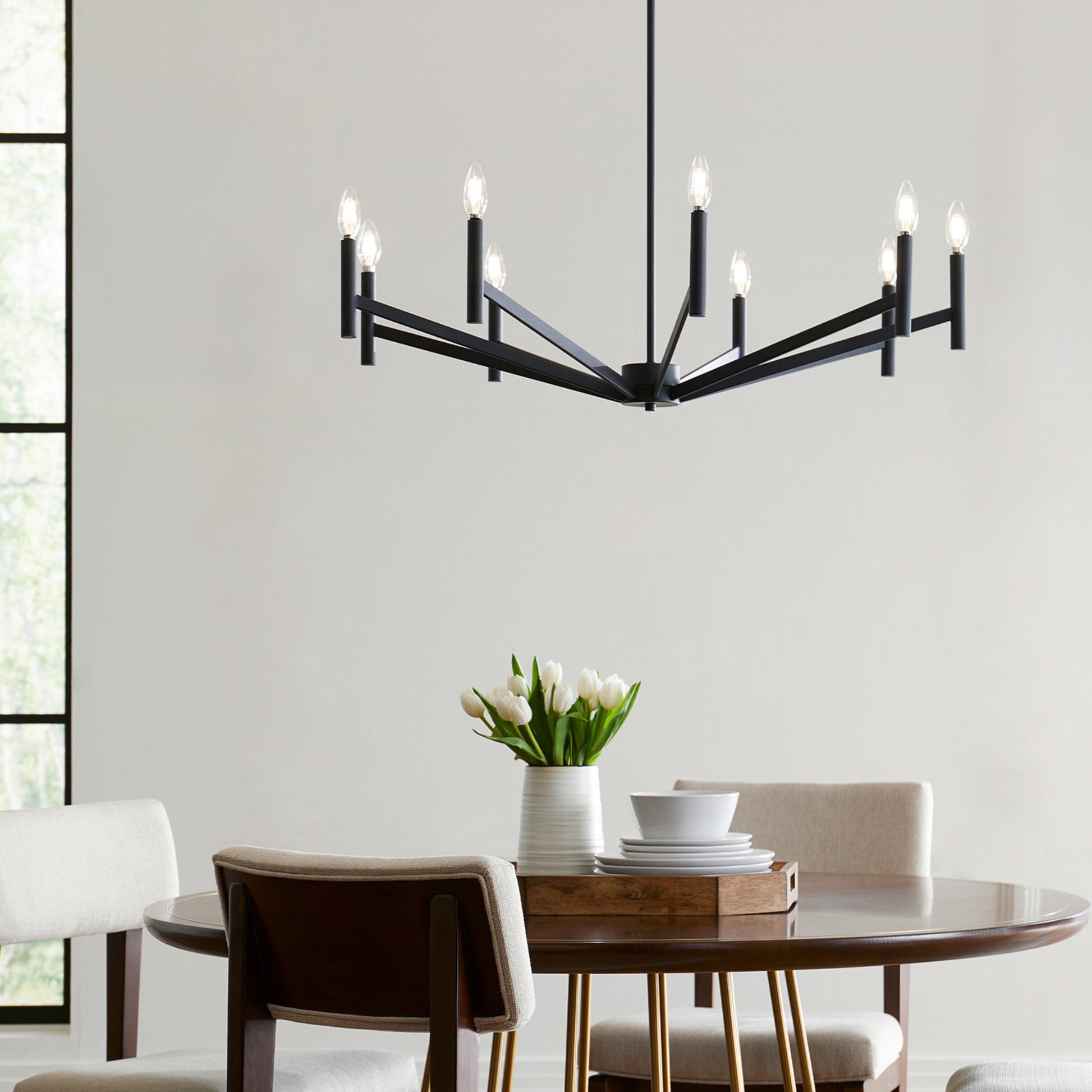 Vector 36" 9-Light Chandelier, Midnight Black Finish - Bees Lighting
