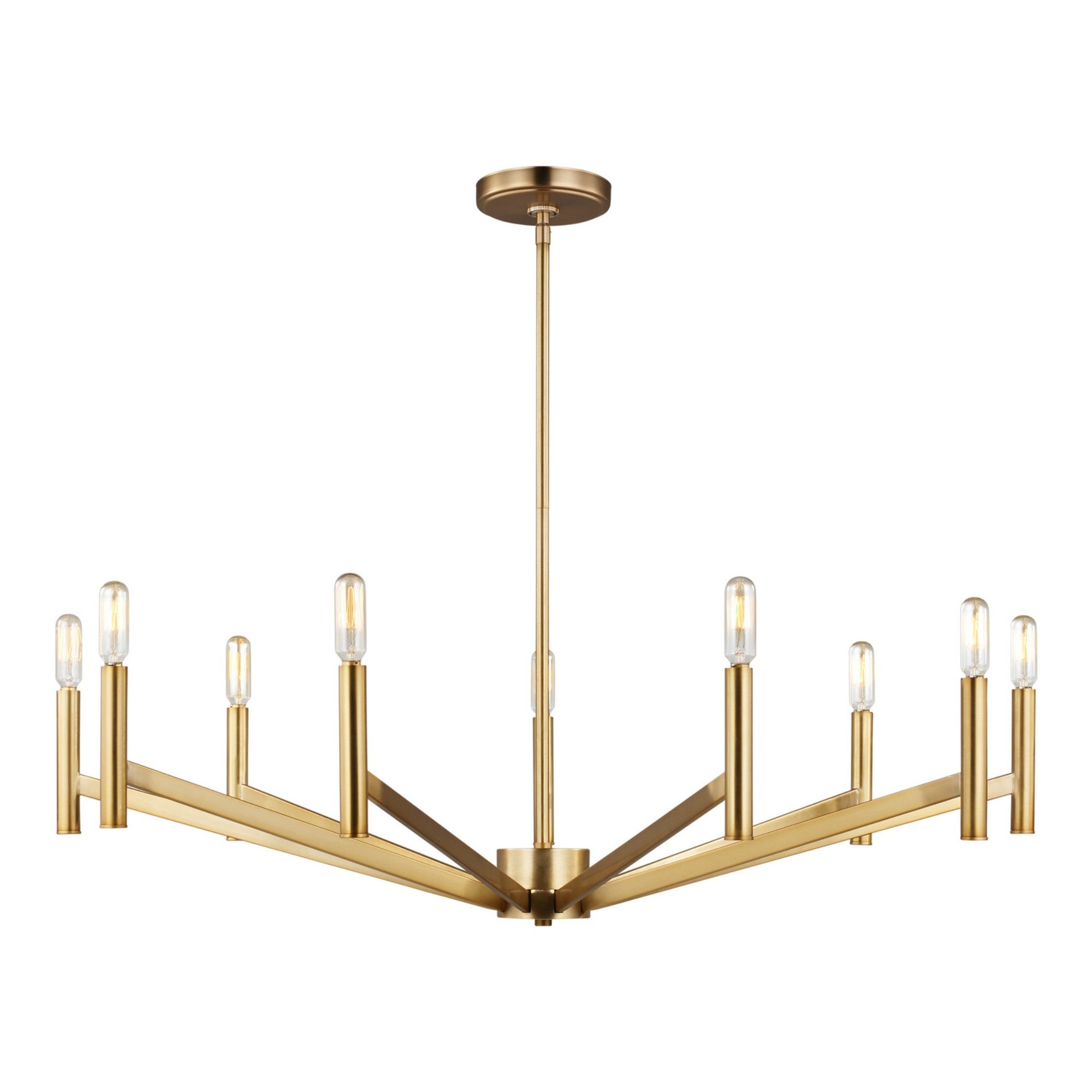 Vector 36" 9-Light LED Chandelier, Satin Brass Finish - Bees Lighting