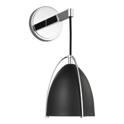 Norman 15" Bath Sconce, Chrome Finish with Midnight Black Shade - Bees Lighting