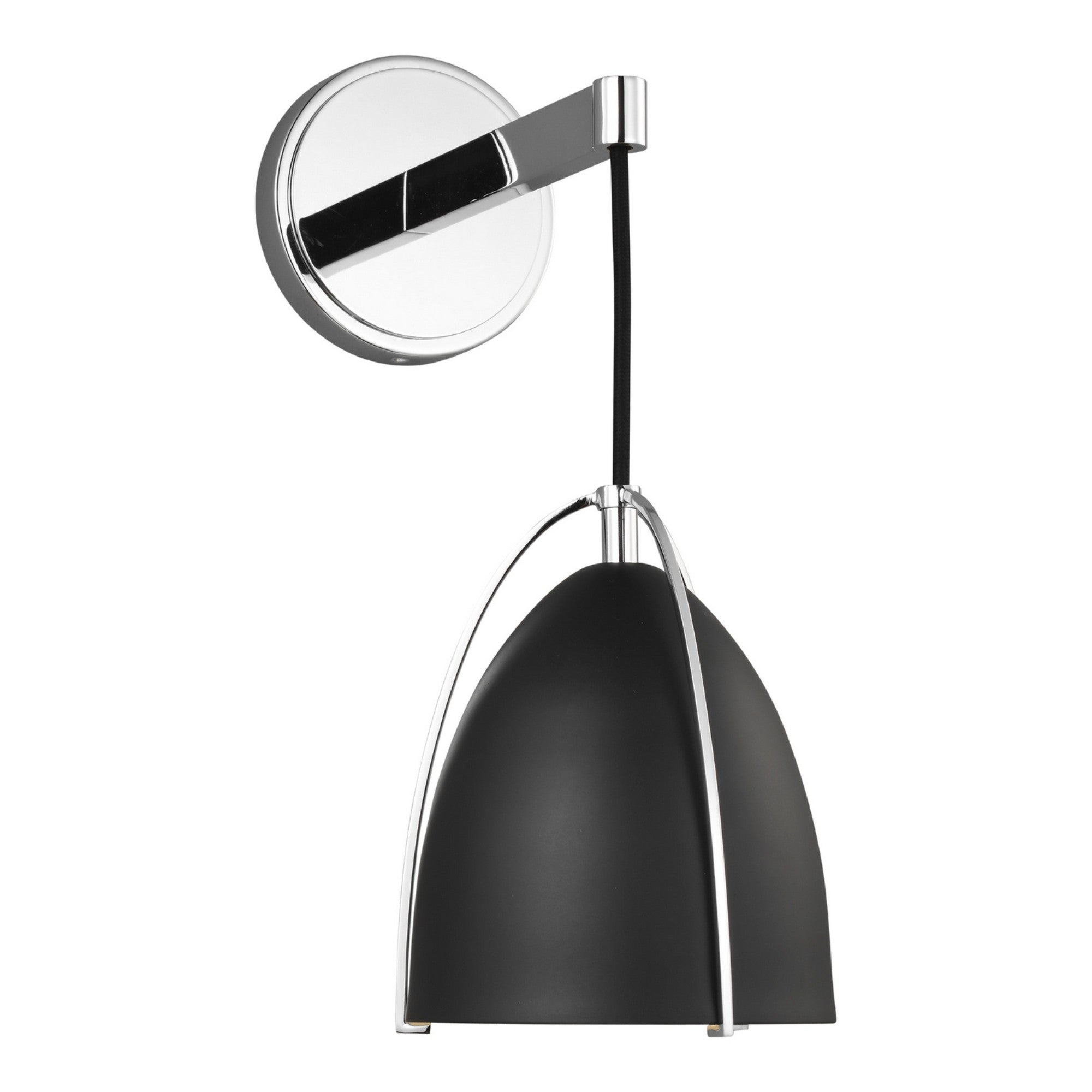 Norman 15" Bath Sconce, Chrome Finish with Midnight Black Shade - Bees Lighting