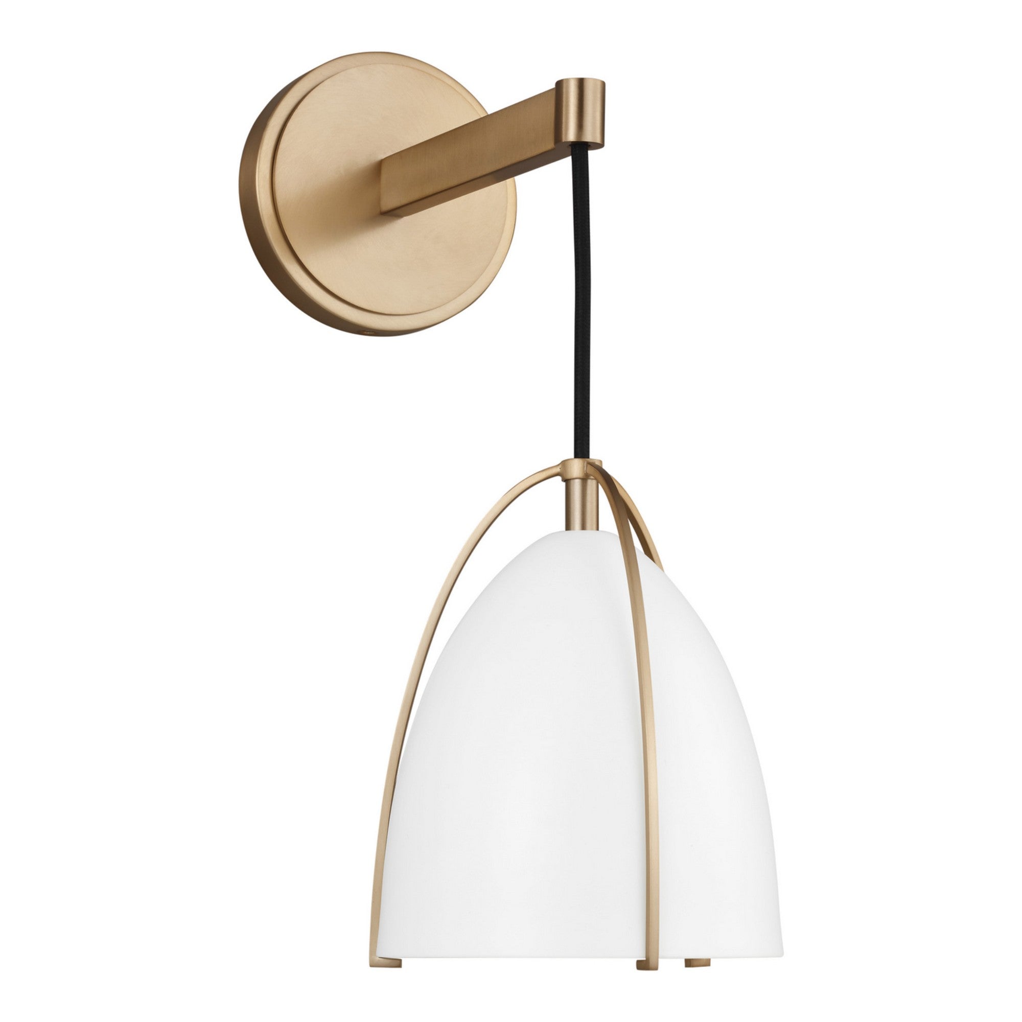 Norman 15" LED Bath Sconce, Satin Brass Finish with Matte White Shade - Bees Lighting