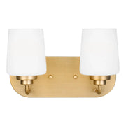 Windom 12" 2-Light Bathroom Vanity, Satin Brass Finish - Bees Lighting