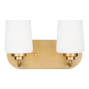 Windom 12" 2-Light LED Bathroom Vanity, Satin Brass Finish - Bees Lighting