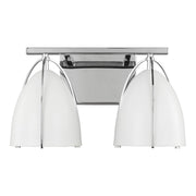 Norman 15" 2-Light Bathroom Vanity, Chrome Finish with Matte White Shade - Bees Lighting