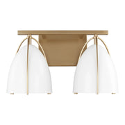 Norman 15" 2-Light Bathroom Vanity, Satin Brass Finish with Matte White Shade - Bees Lighting
