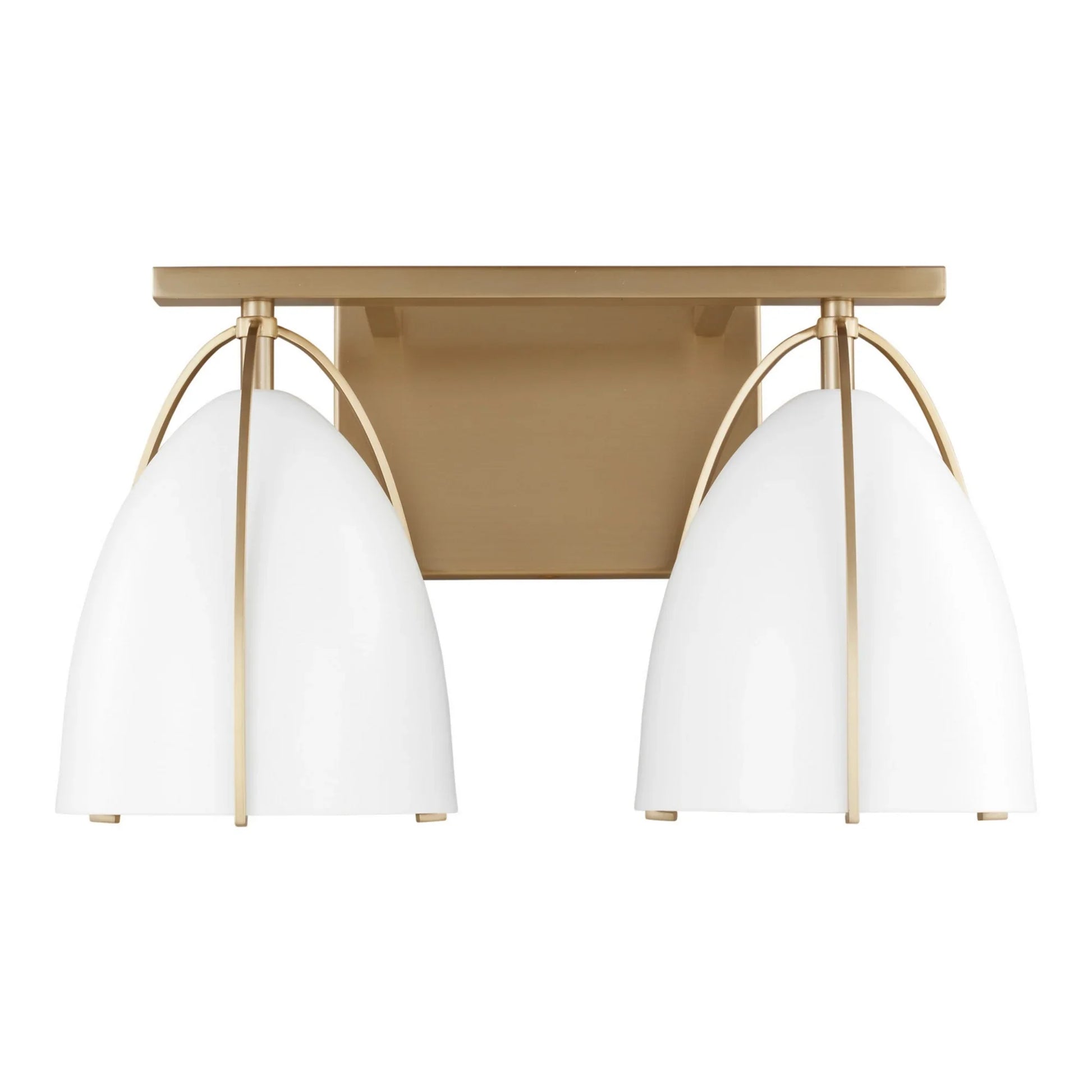 Norman 15" 2-Light Bathroom Vanity, Satin Brass Finish with Matte White Shade - Bees Lighting