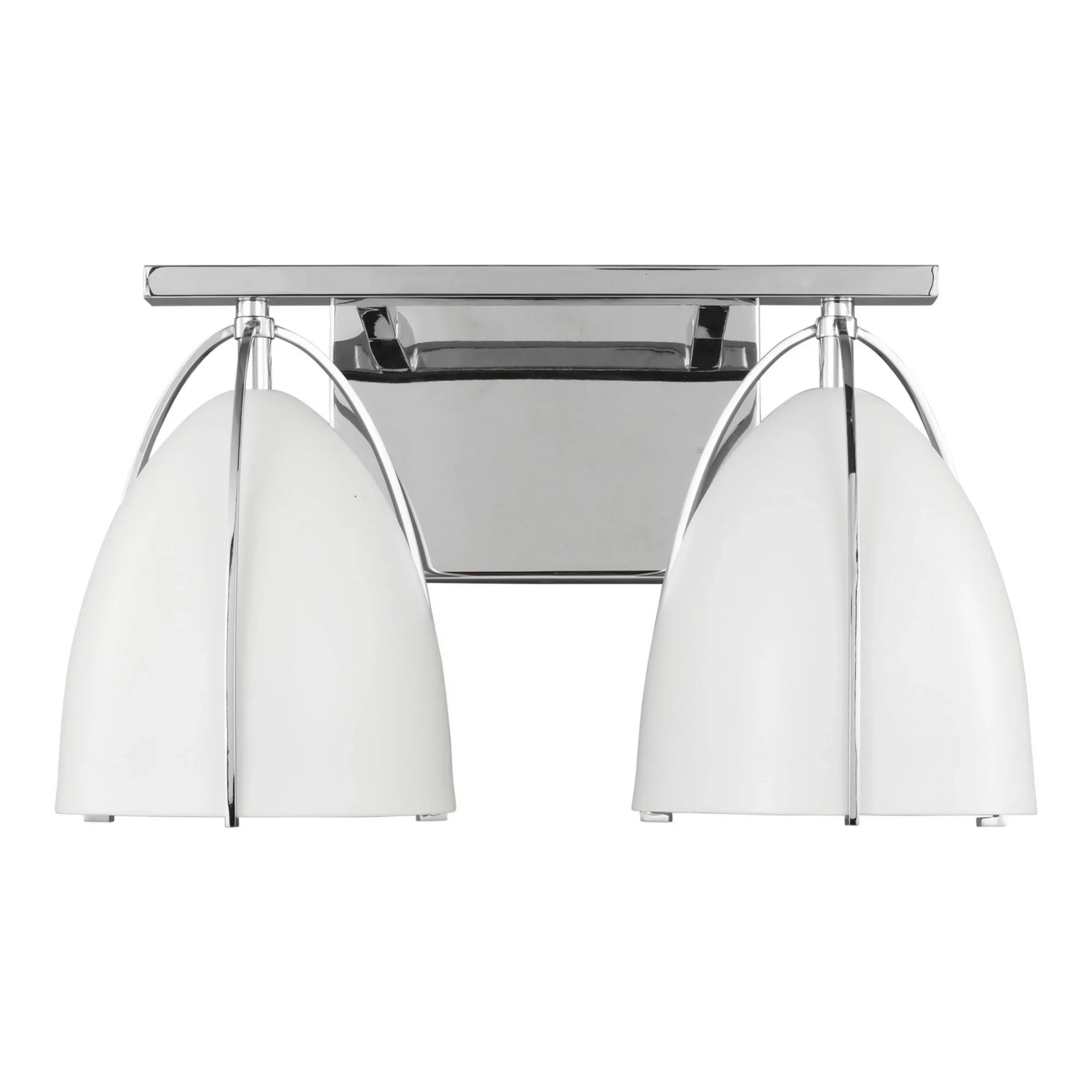 Norman 15" 2-Light LED Bathroom Vanity, Chrome Finish with Matte White Shade - Bees Lighting