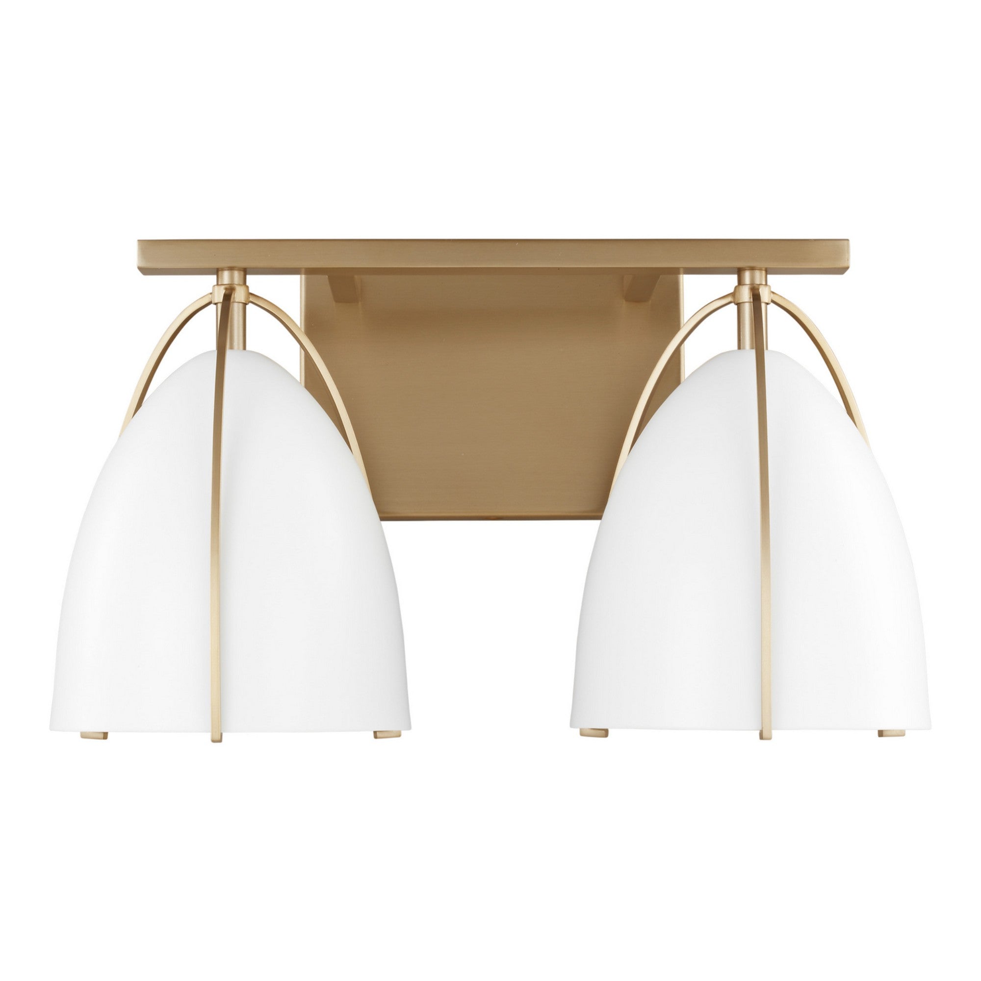 Norman 15" 2-Light LED Bathroom Vanity, Satin Brass Finish with Matte White Shade