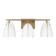 Norman 24" 3-Light Bathroom Vanity, Satin Brass Finish with Matte White Shade - Bees Lighting