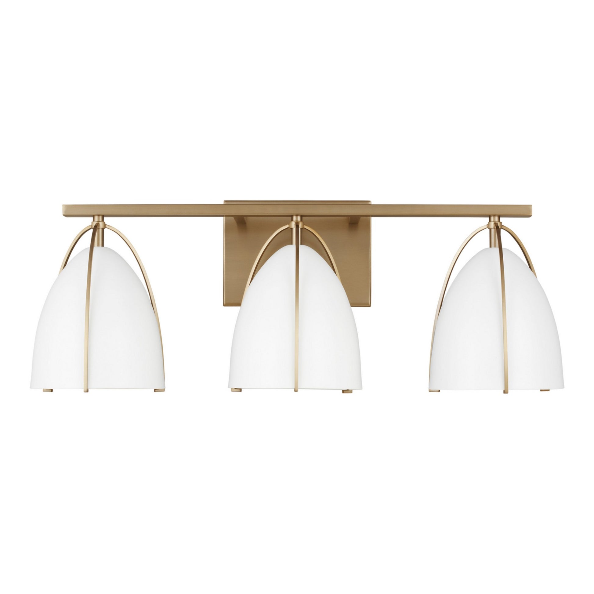 Norman 24" 3-Light Bathroom Vanity, Satin Brass Finish with Matte White Shade - Bees Lighting
