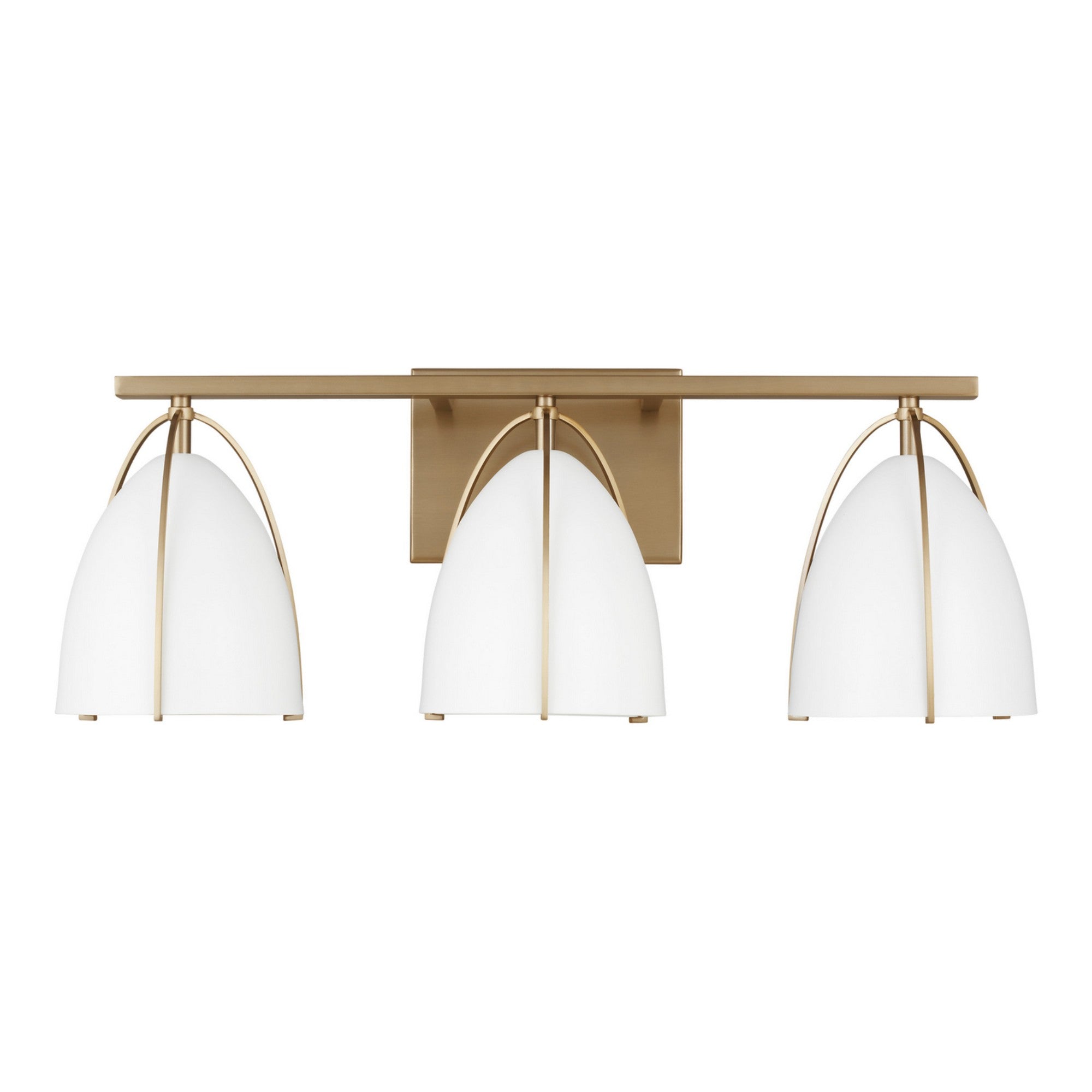 Norman 24" 3-Light Bathroom Vanity, Satin Brass Finish with Matte White Shade - Bees Lighting