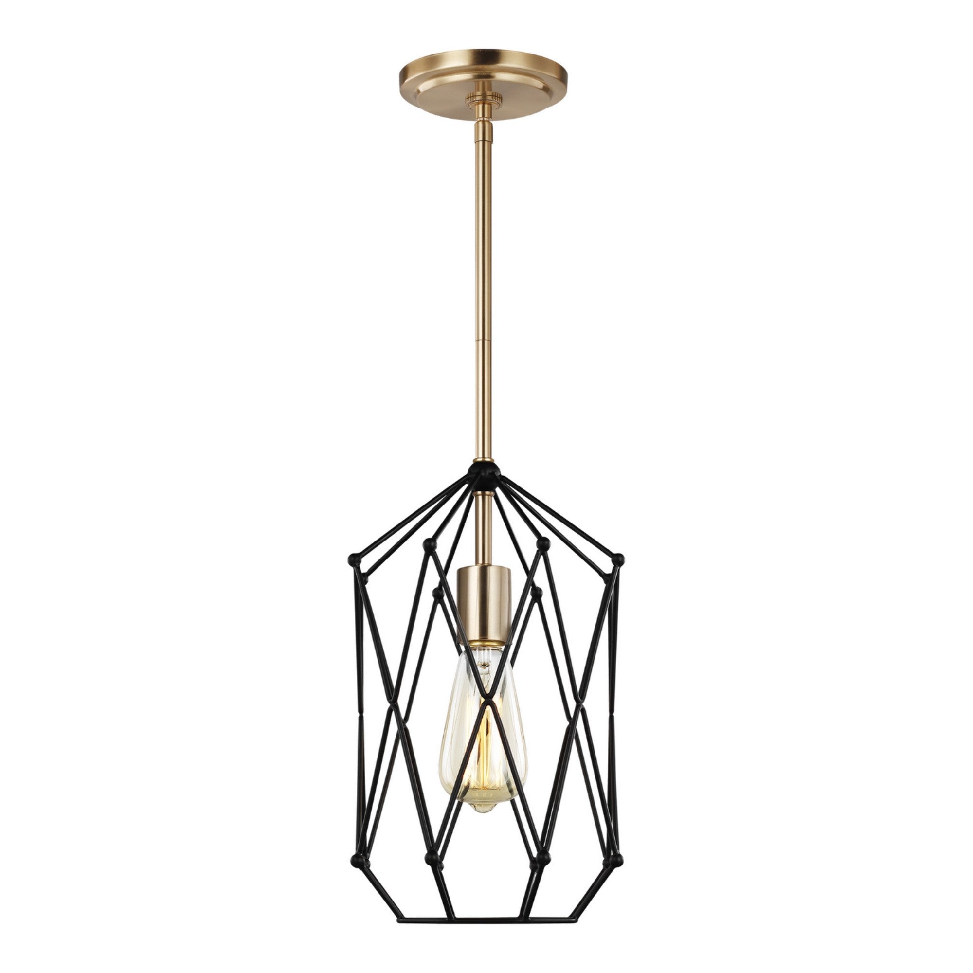 Zarra 8" Small Lantern, Satin Brass Finish - Bees Lighting