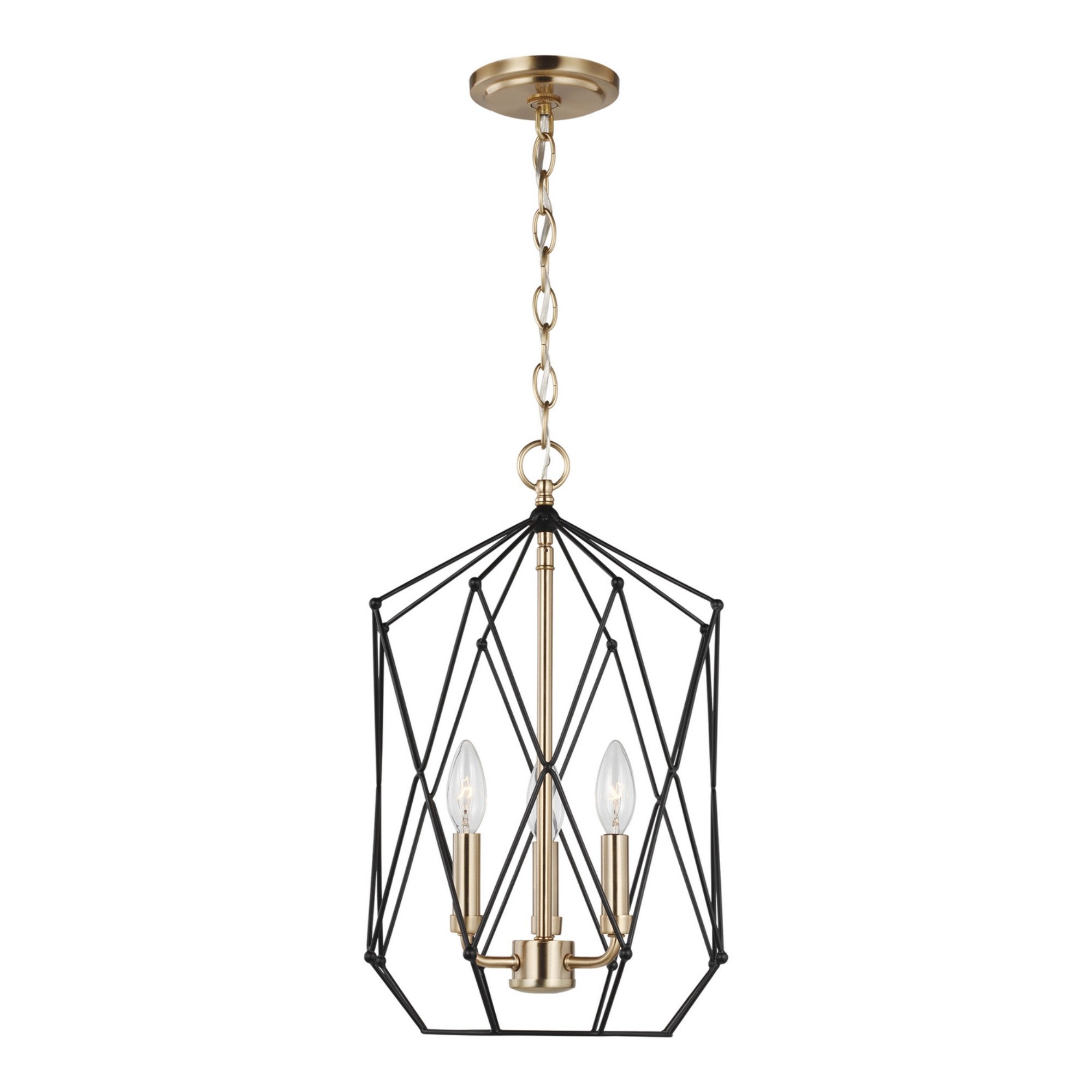Zarra 12" Medium 3-Light Lantern, Satin Brass Finish - Bees Lighting