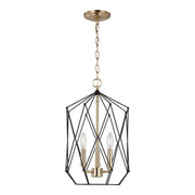 Zarra 12" LED Medium 3-Light Lantern, Satin Brass Finish - Bees Lighting