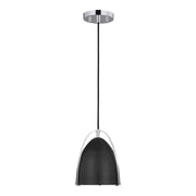Norman 6" Mini Pendant, Chrome Finish with Midnight Black Shade - Bees Lighting