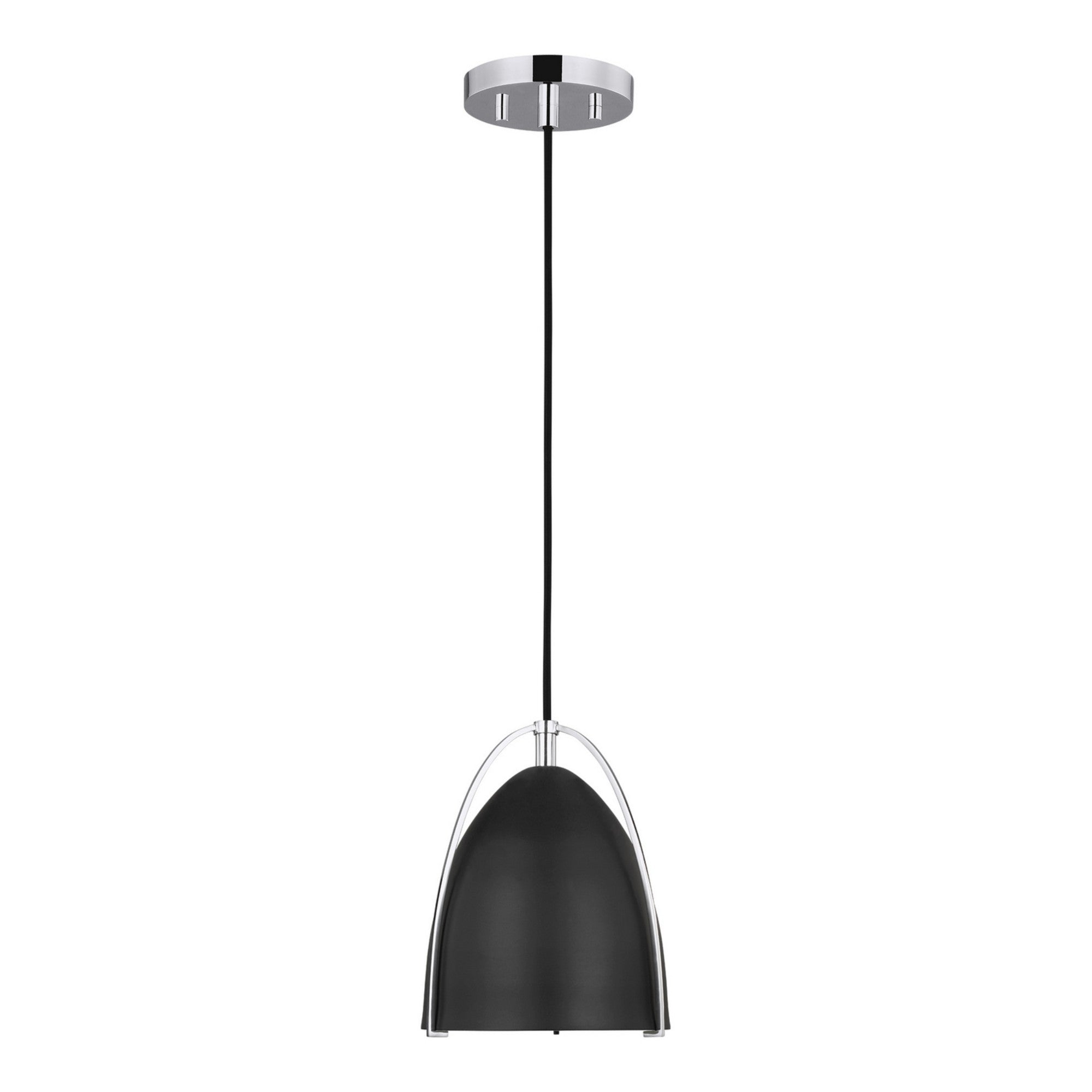 Norman 6" LED Mini Pendant, Chrome Finish with Midnight Black Shade - Bees Lighting