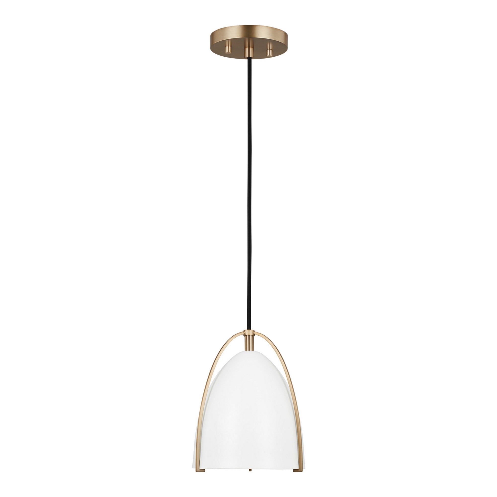 Norman 6" LED Mini Pendant, Satin Brass Finish with Matte White Shade - Bees Lighting