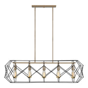 Zarra 44" 5-Light Linear Lantern, Satin Brass Finish - Bees Lighting