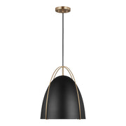Norman 15" Large Pendant, Satin Brass Finish with Midnight Black Shade - Bees Lighting