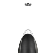 Norman 15" LED Large Pendant, Chrome Finish with Midnight Black Shade - Bees Lighting