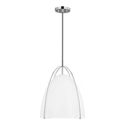 Norman 15" Large Pendant, Chrome Finish with Matte White Shade - Bees Lighting