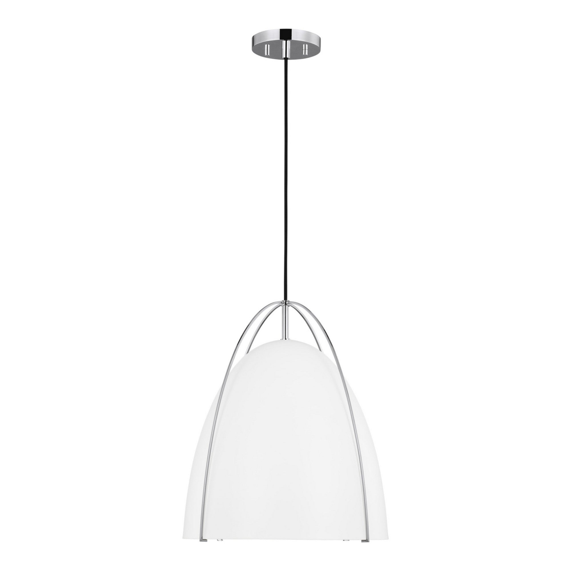 Norman 15" LED Large Pendant, Chrome Finish with Matte White Shade - Bees Lighting