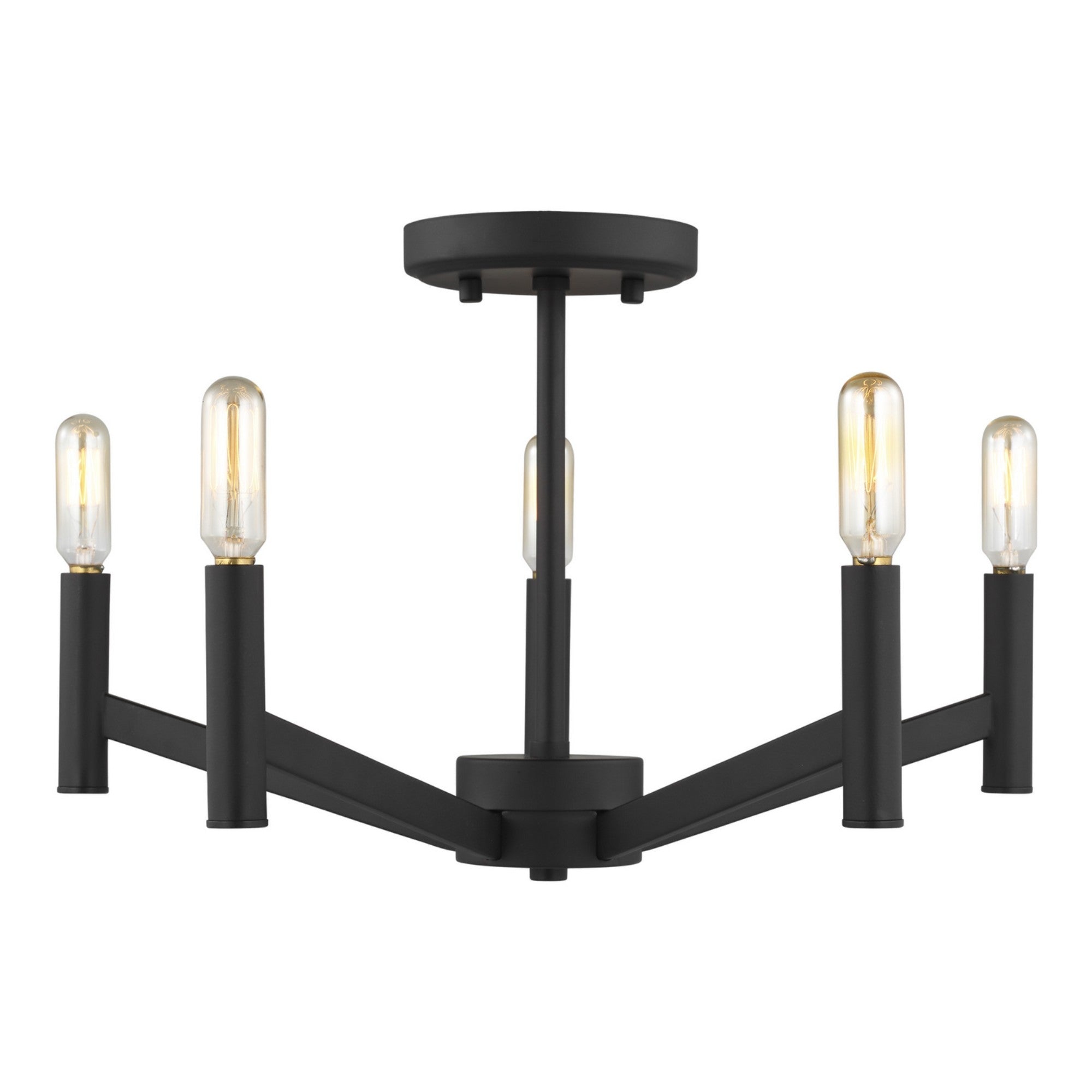Vector 18" 5-Light LED Semi Flush Mount, Midnight Black Finish - Bees Lighting