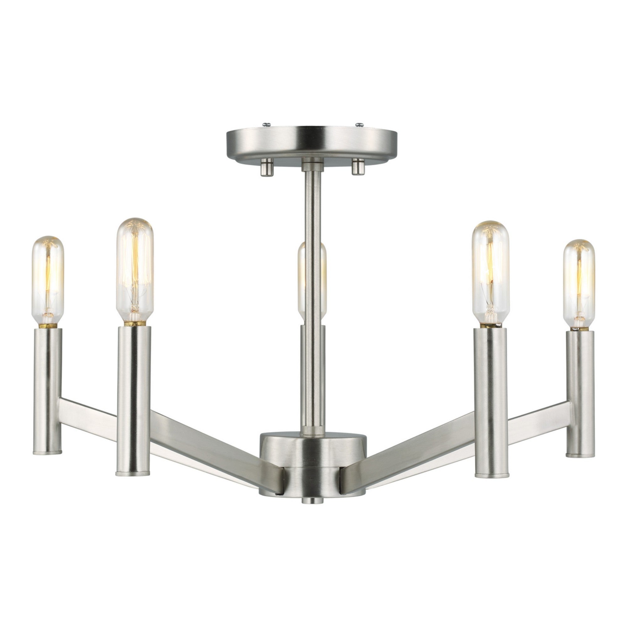 Vector 18" 5-Light LED Semi Flush Mount, Brushed Nickel Finish - Bees Lighting
