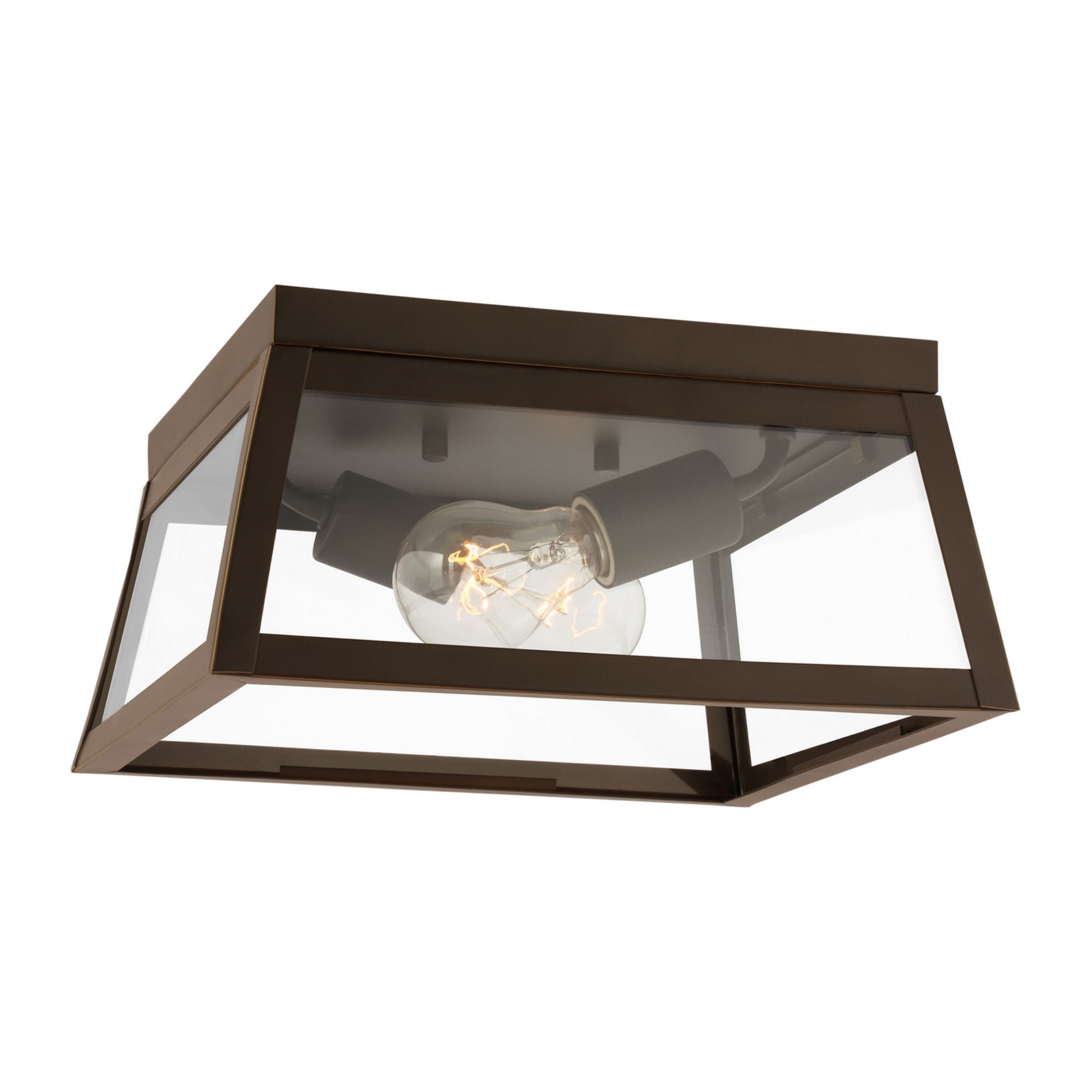 Founders 12" 2-Light Outdoor Flush Mount, Antique Bronze Finish - Bees Lighting
