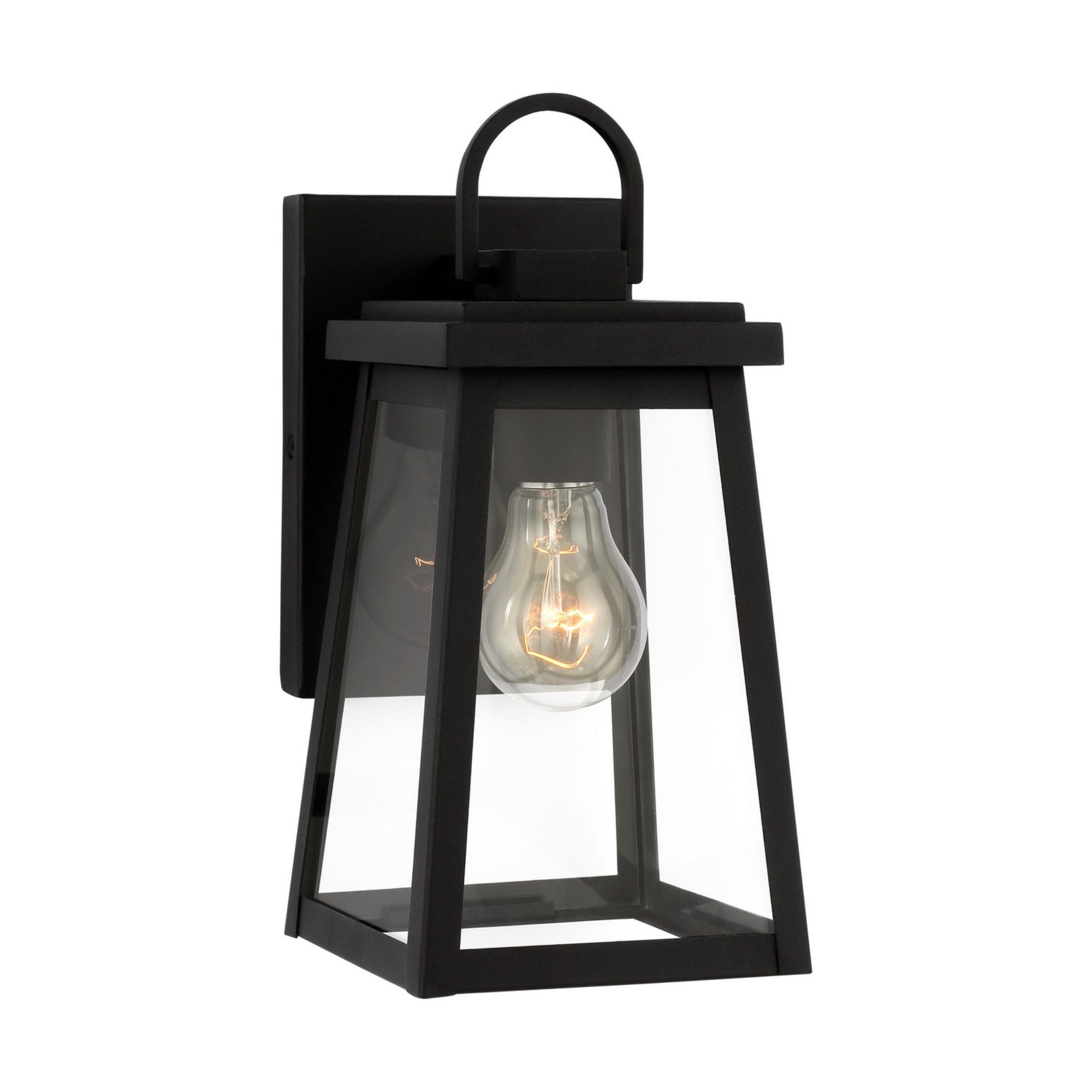 Founders 12" Small Outdoor Wall Lantern, Black Finish - Bees Lighting