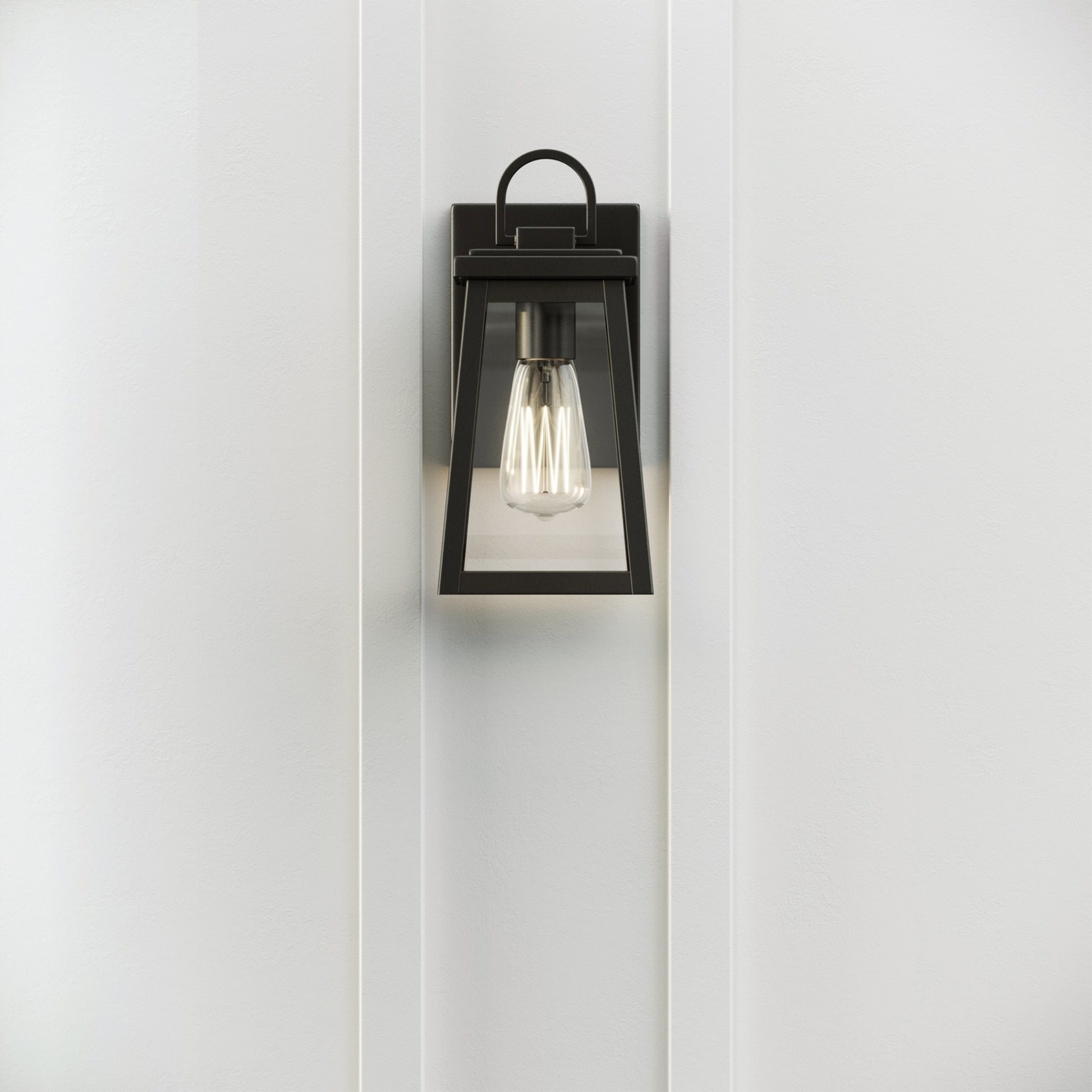 Founders 12" Small Outdoor Wall Lantern, Black Finish - Bees Lighting