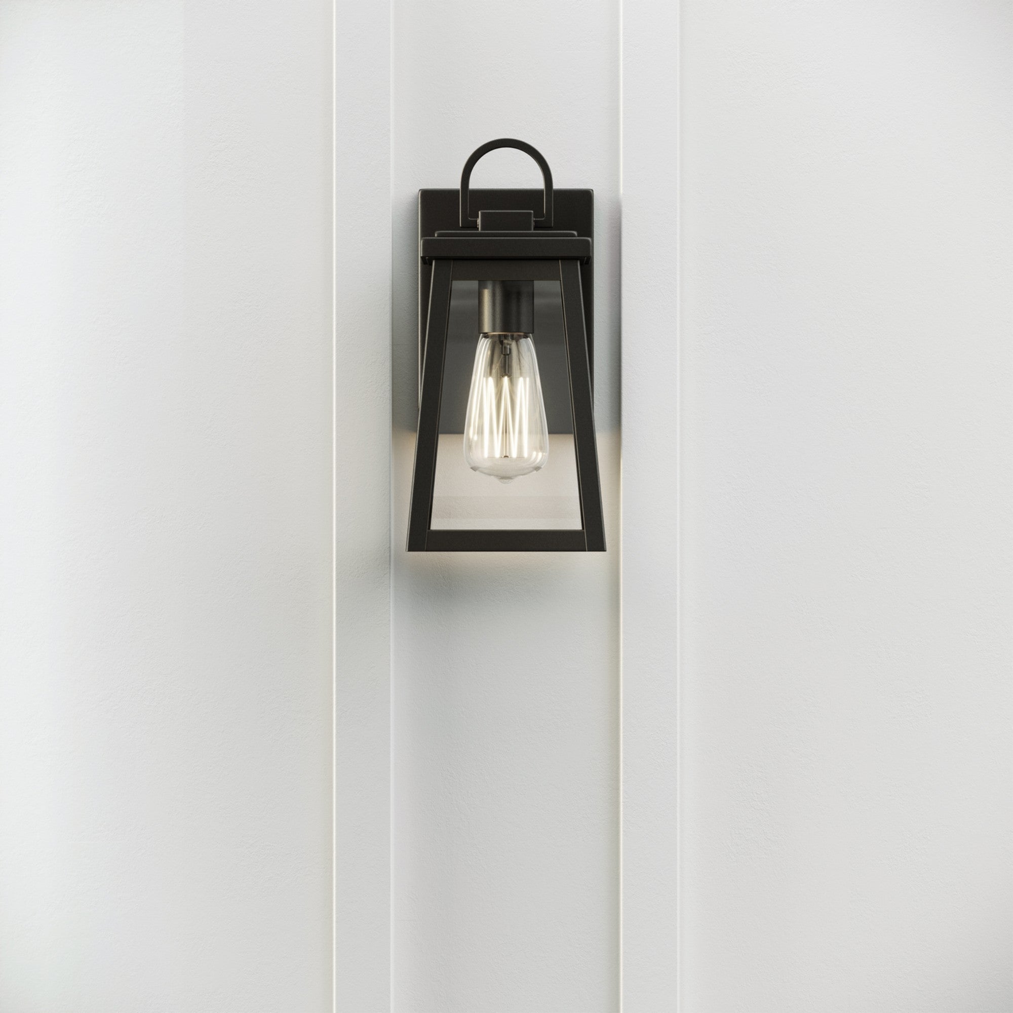 Founders 12" Small Outdoor Wall Lantern, Black Finish - Bees Lighting