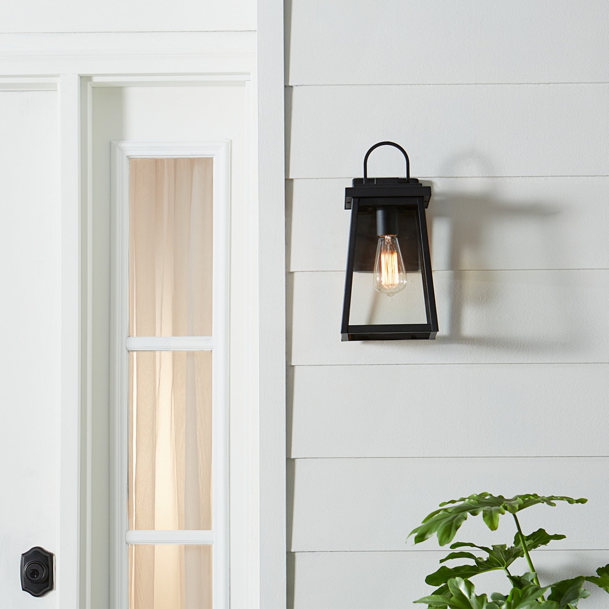 Founders 14" Medium Outdoor Wall Lantern, Black Finish - Bees Lighting