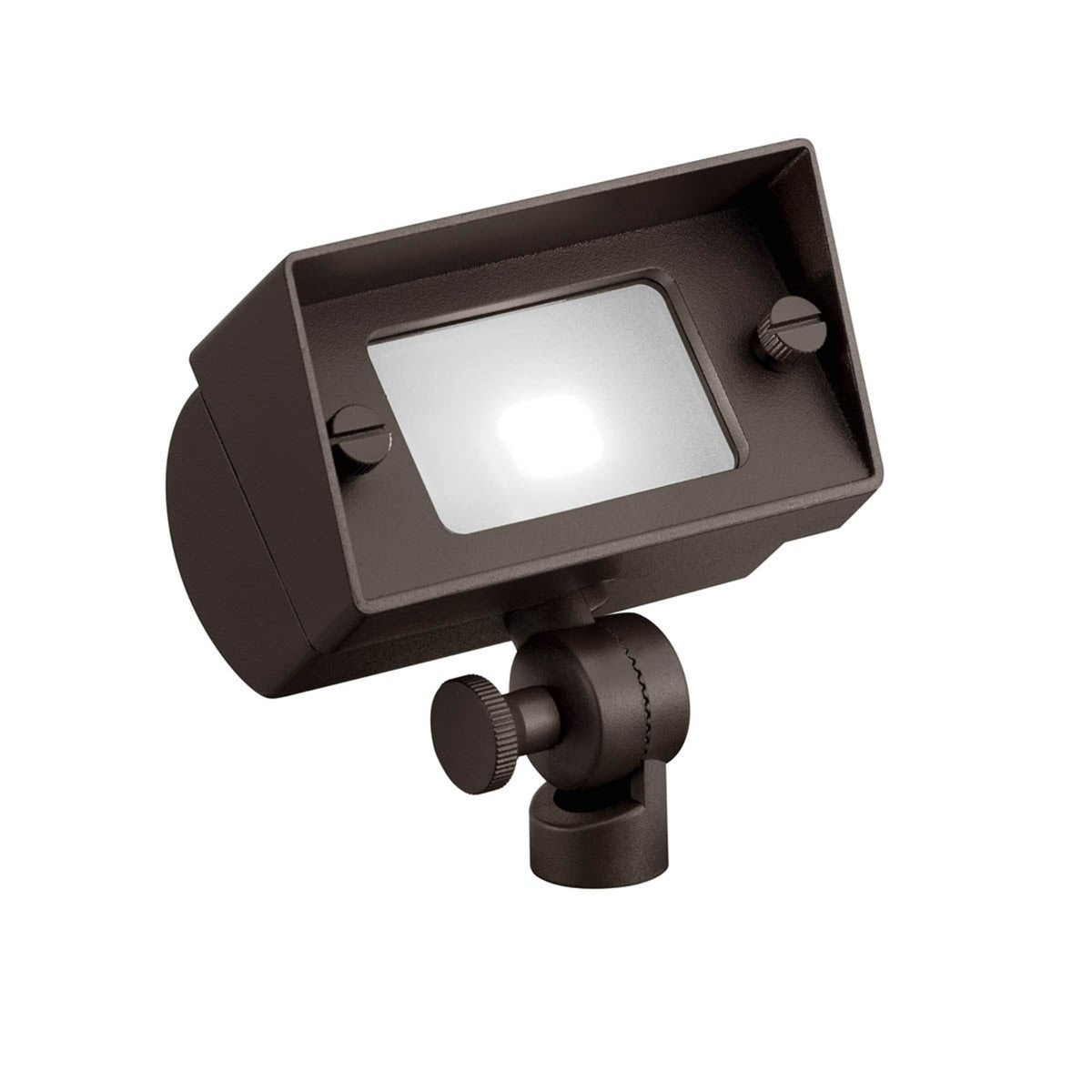 Textured bronze wall wash light fixture with rectangular frosted lens and adjustable mount