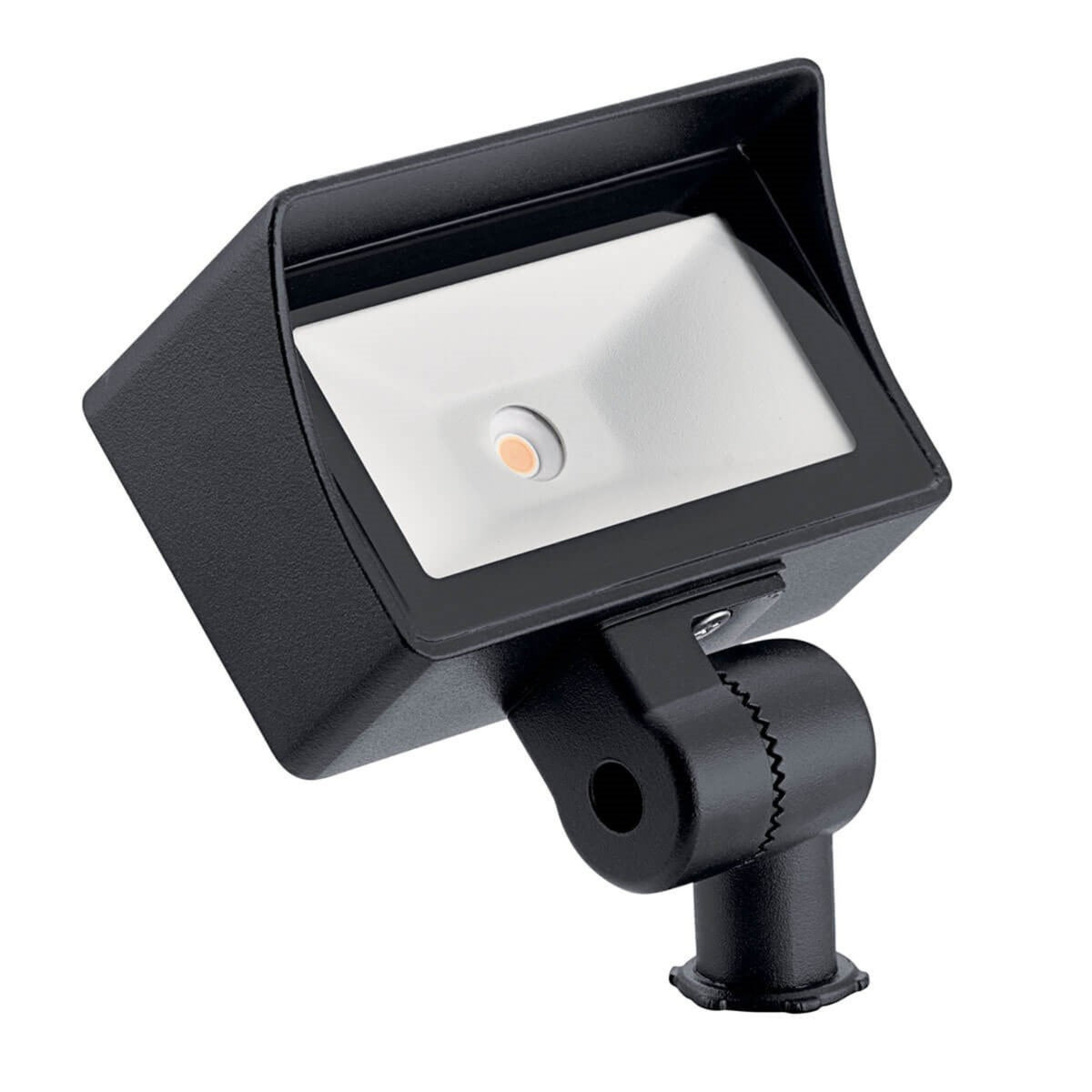 Textured black LED wall wash light with tempered glass lens and adjustable mounting